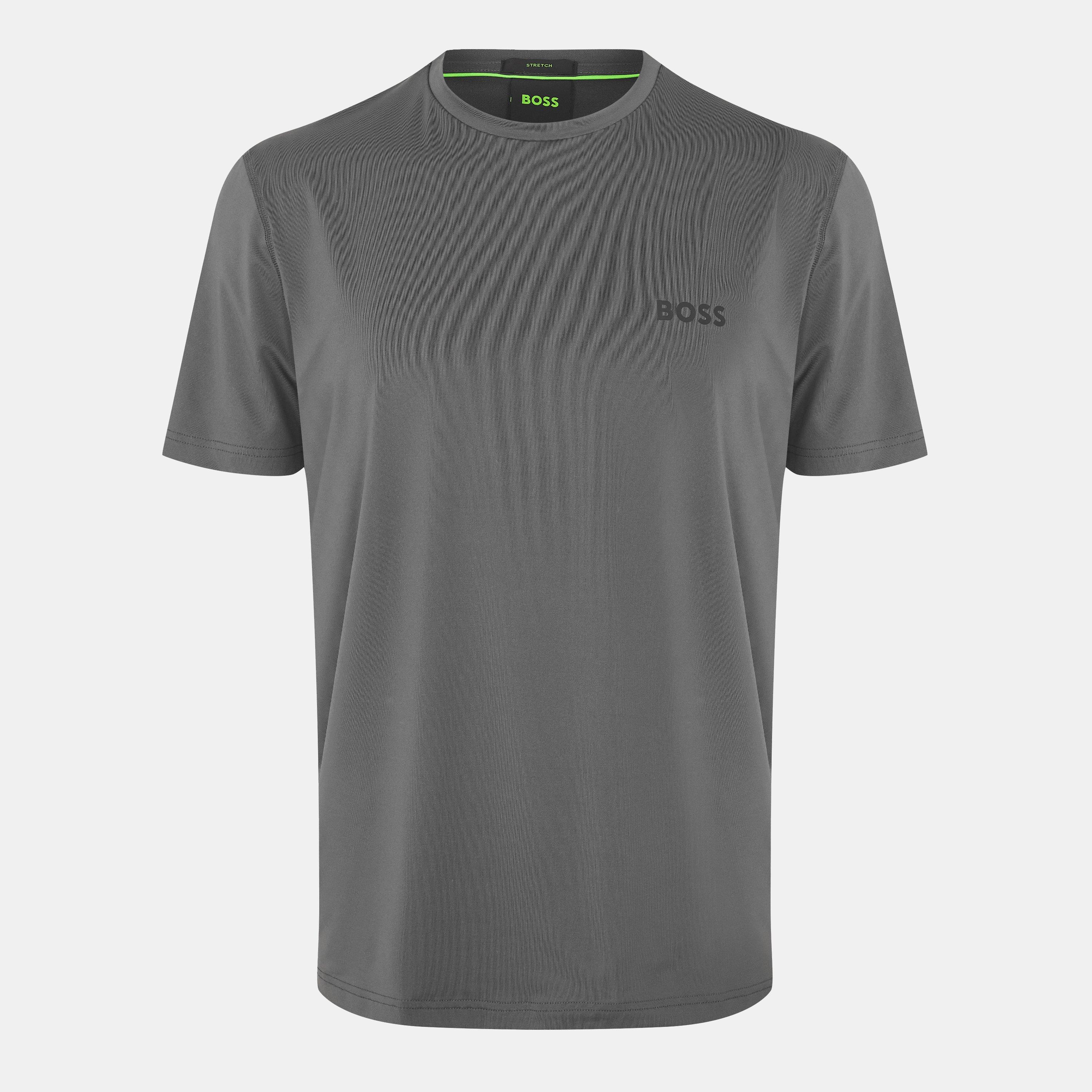 Boss Men's Green Short Sleeve Performance Gym Top - Tech Cotton - Grey - 2XL