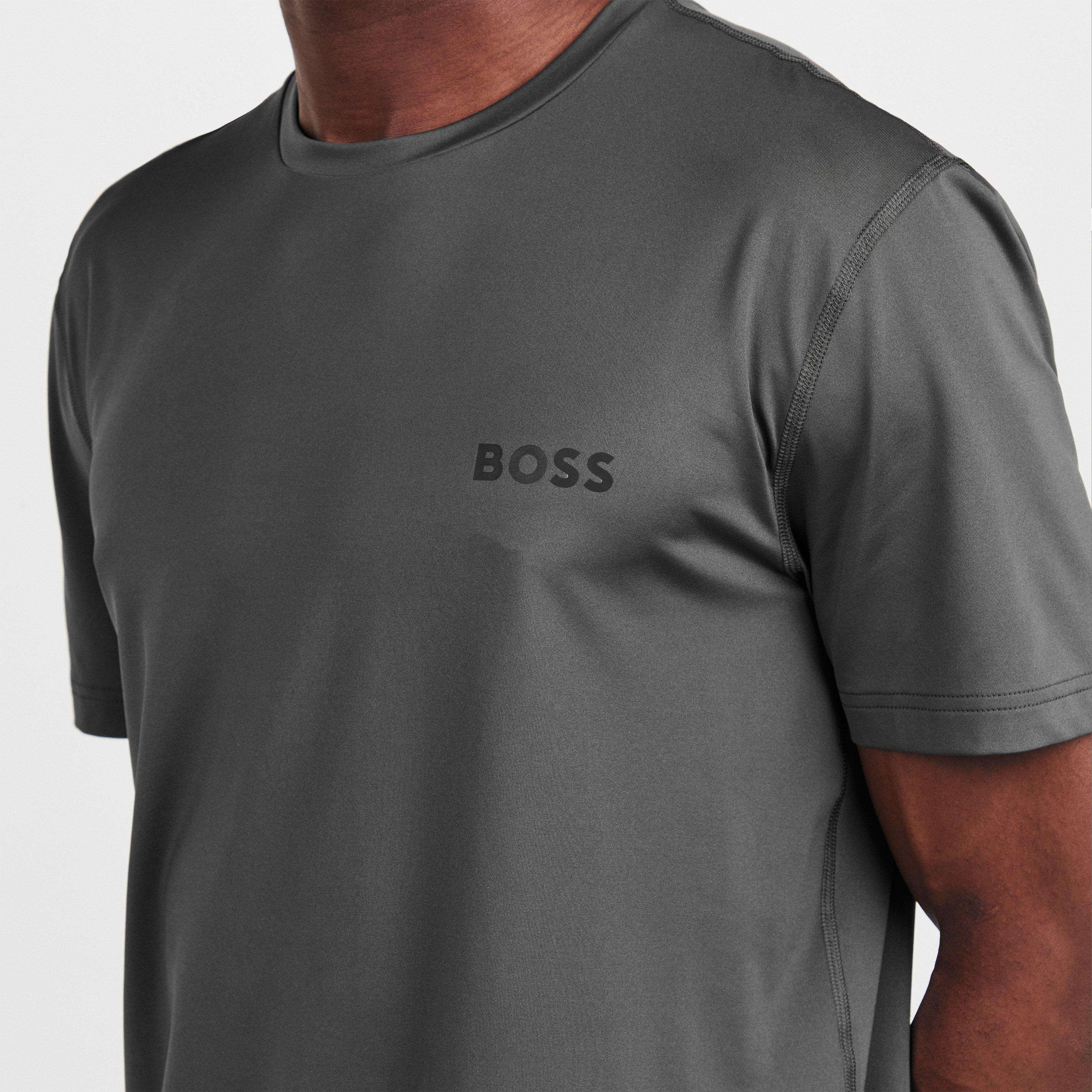 Grey - Boss - Mens BOSS GREEN Short Sleeve Performance Gym Top - Tech Cotton - 5