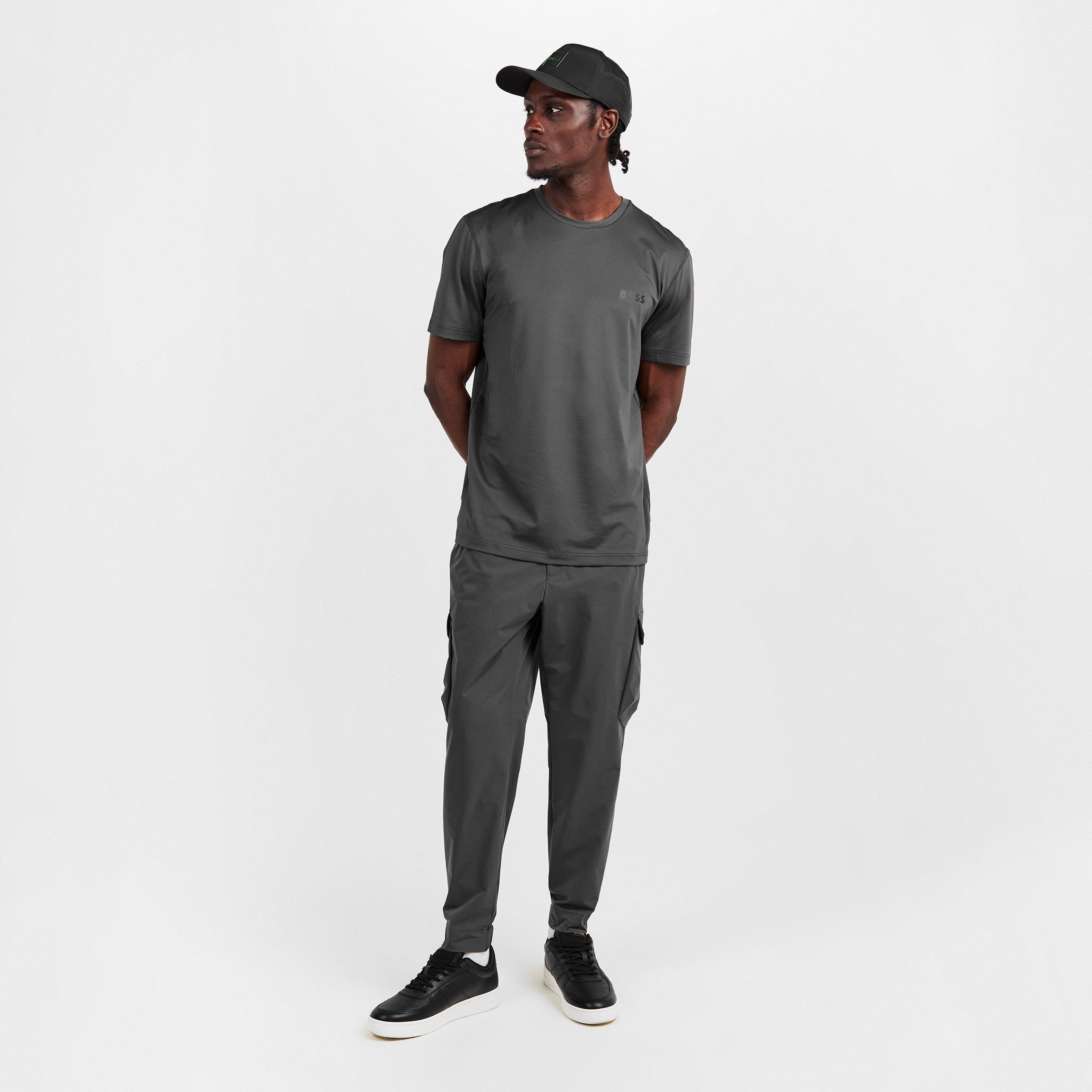 Grey - Boss - Mens BOSS GREEN Short Sleeve Performance Gym Top - Tech Cotton - 6