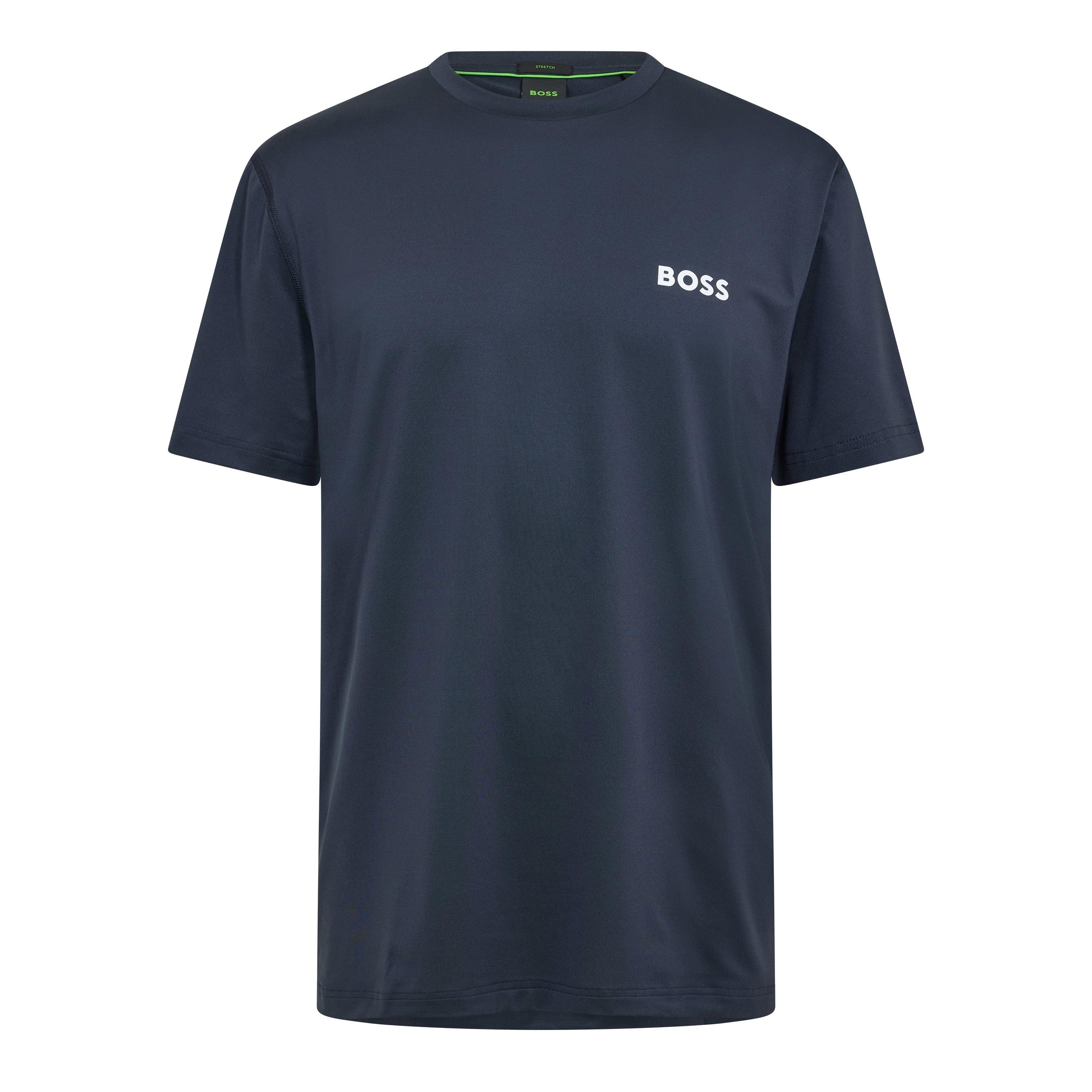 Boss Mens BOSS GREEN Short Sleeve Performance Gym Top - Tech Cotton - Navy - Size 2XL
