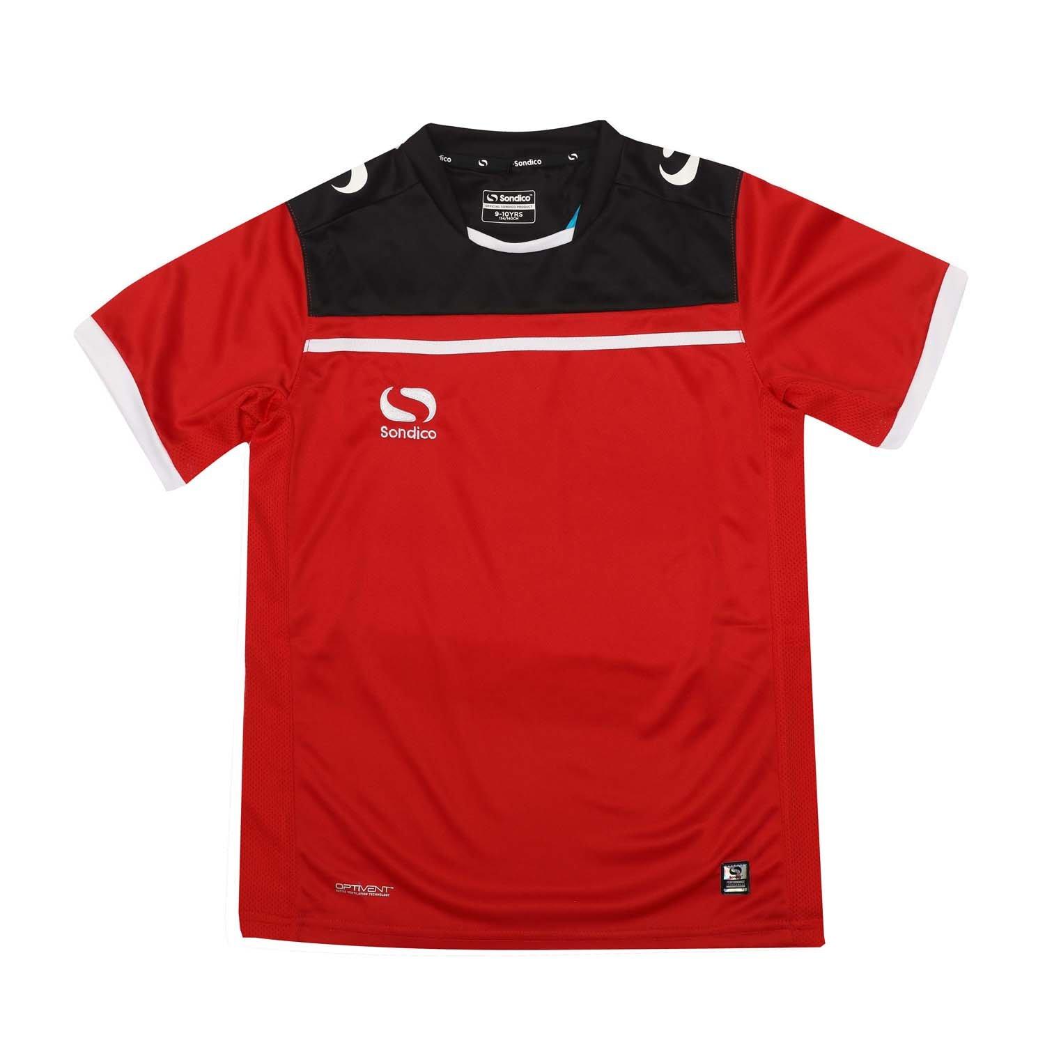 Red/Black - Sondico - Kids' Short-Sleeve Performance T-Shirt - 1