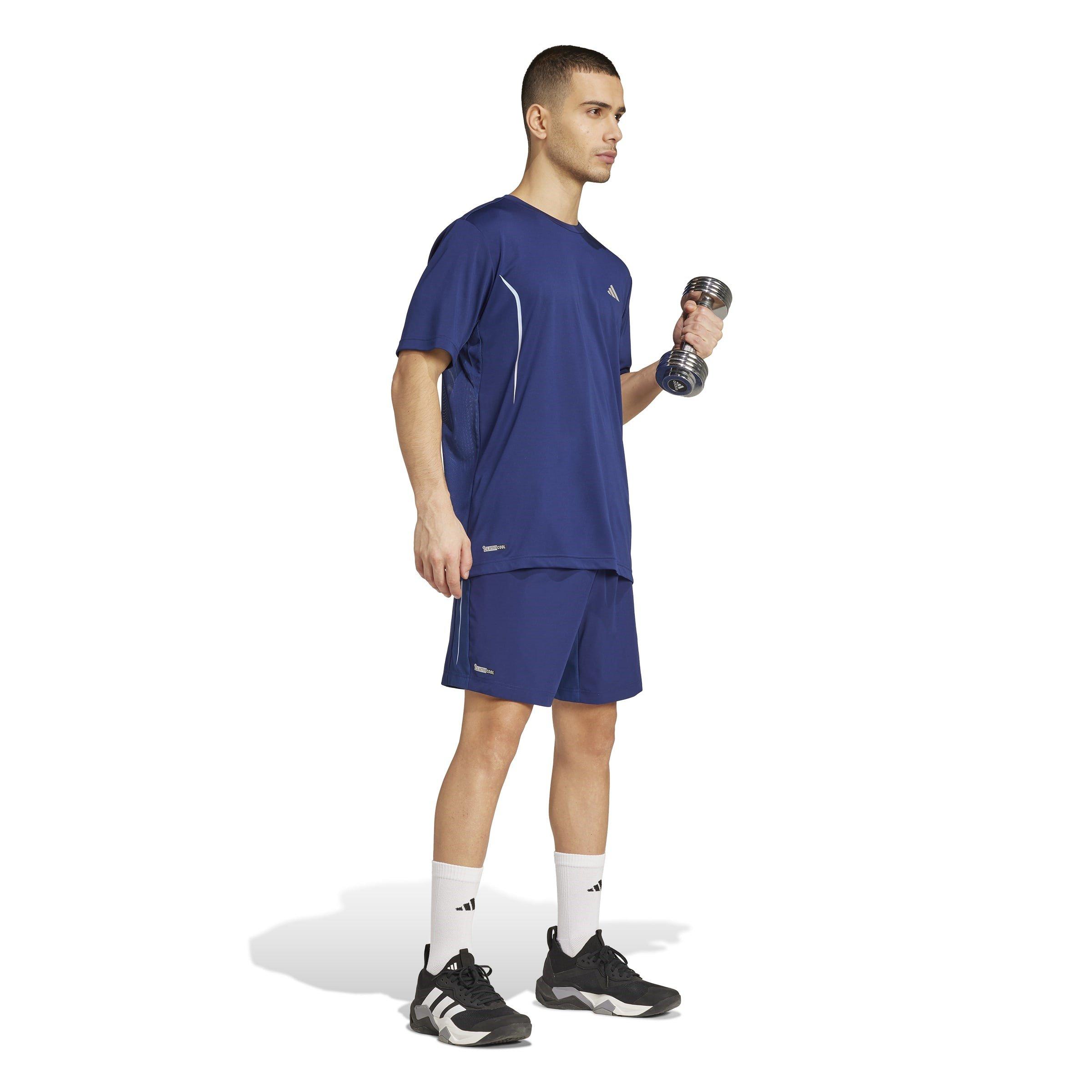 Dark Blue - adidas - Tech App Short-Sleeve Performance Gym Top - 4