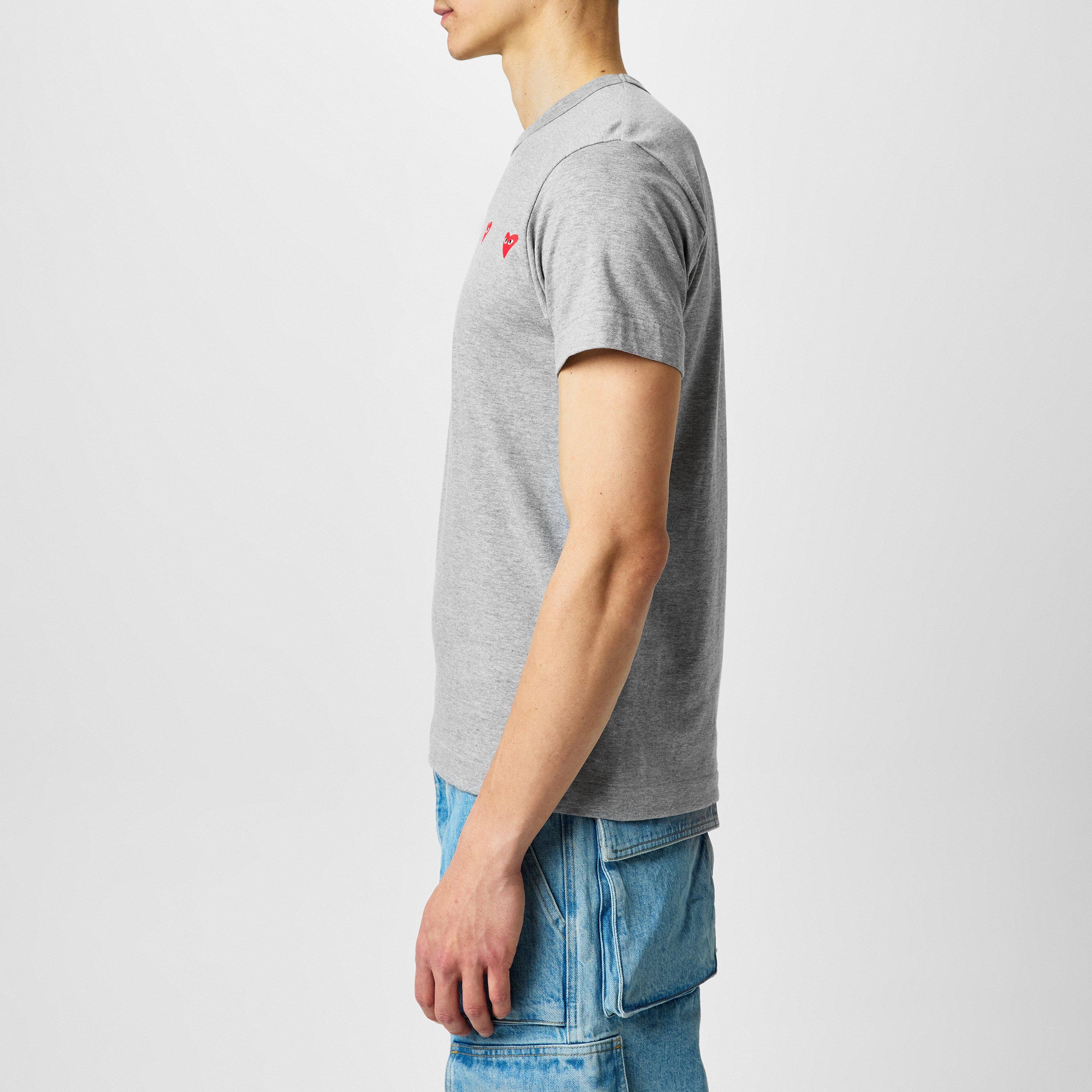 Grey -2 - Comme des Garcons PLAY - 3 Heart T-Shirt - 2
