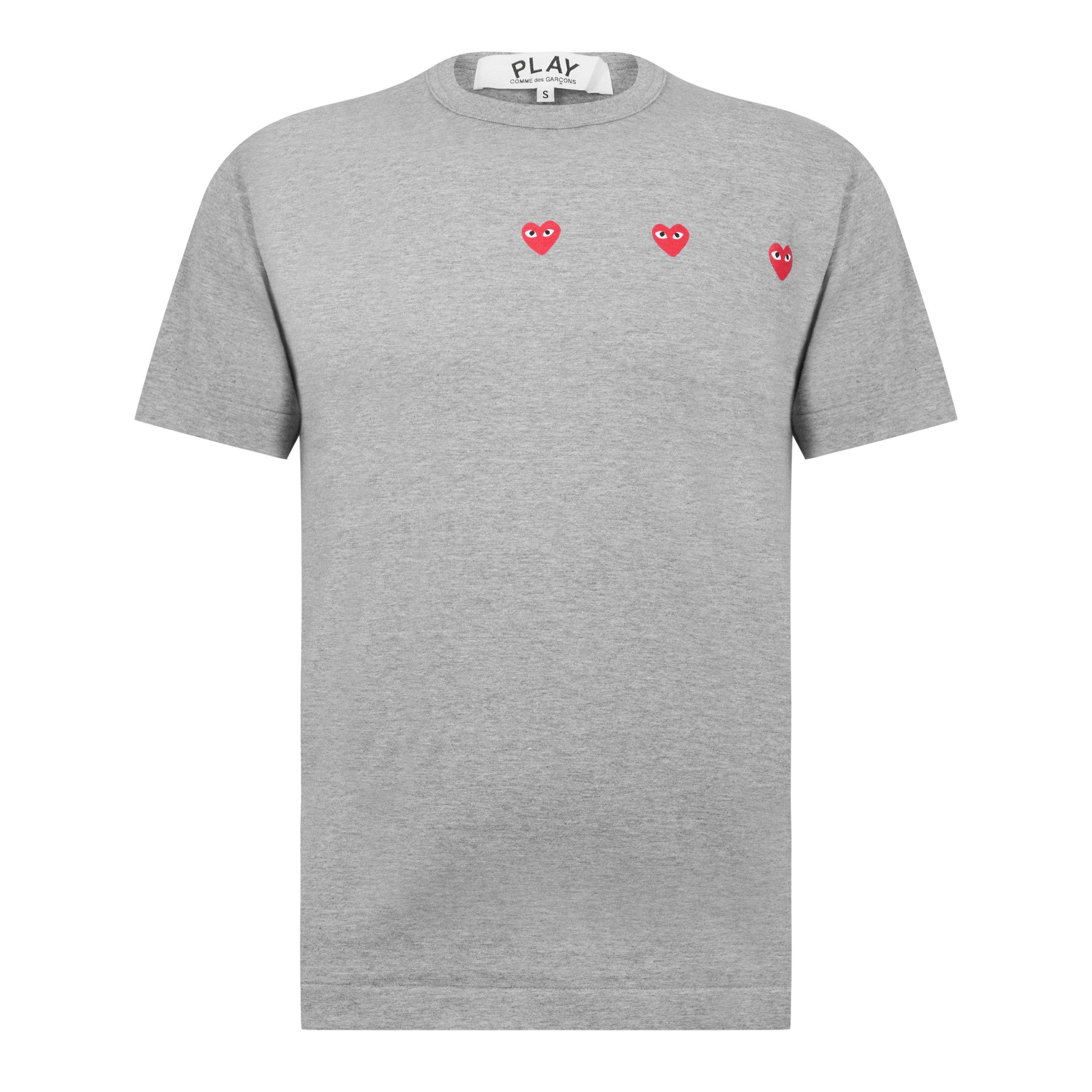 Grey -2 - Comme des Garcons PLAY - 3 Heart T-Shirt - 5