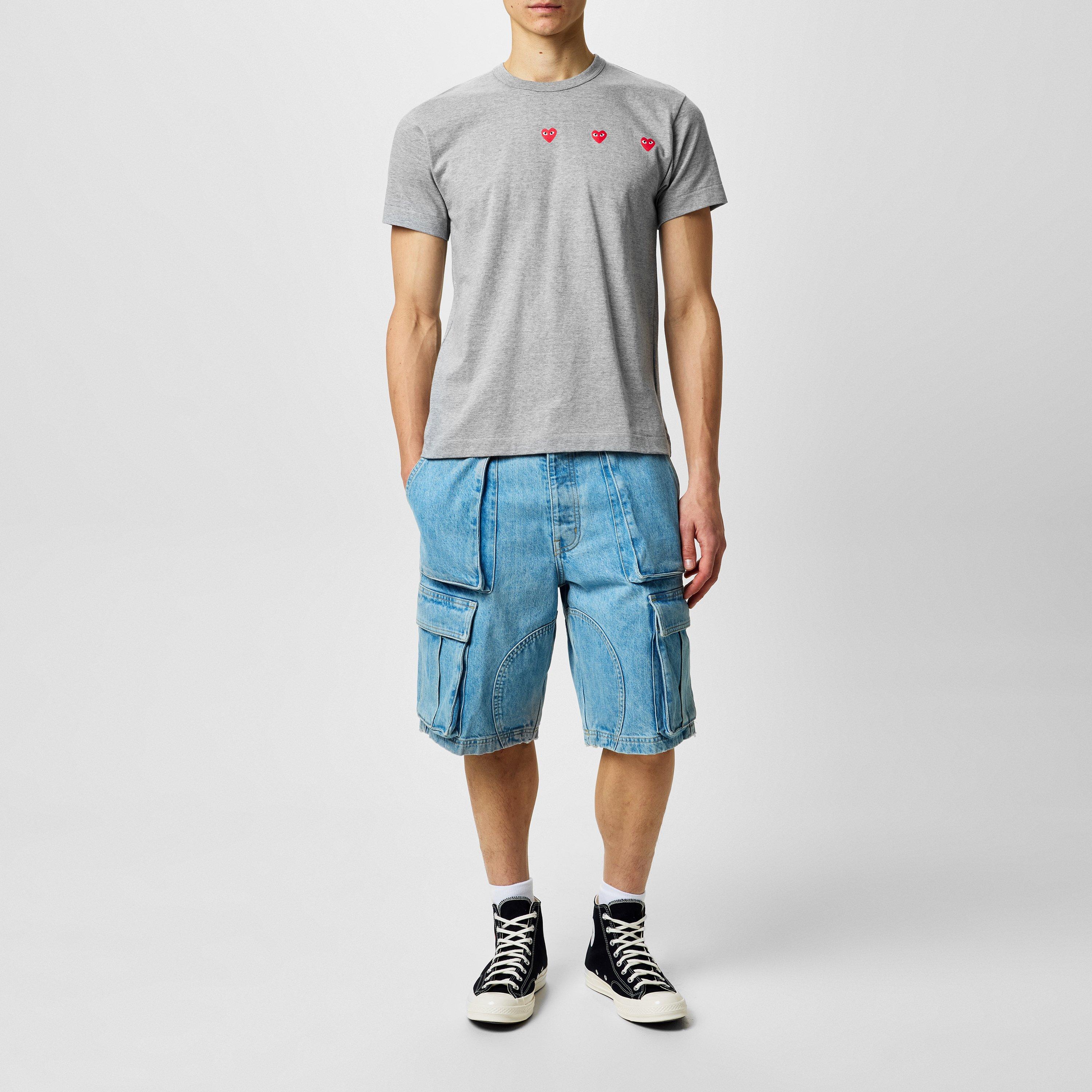 Grey -2 - Comme des Garcons PLAY - 3 Heart T-Shirt - 4