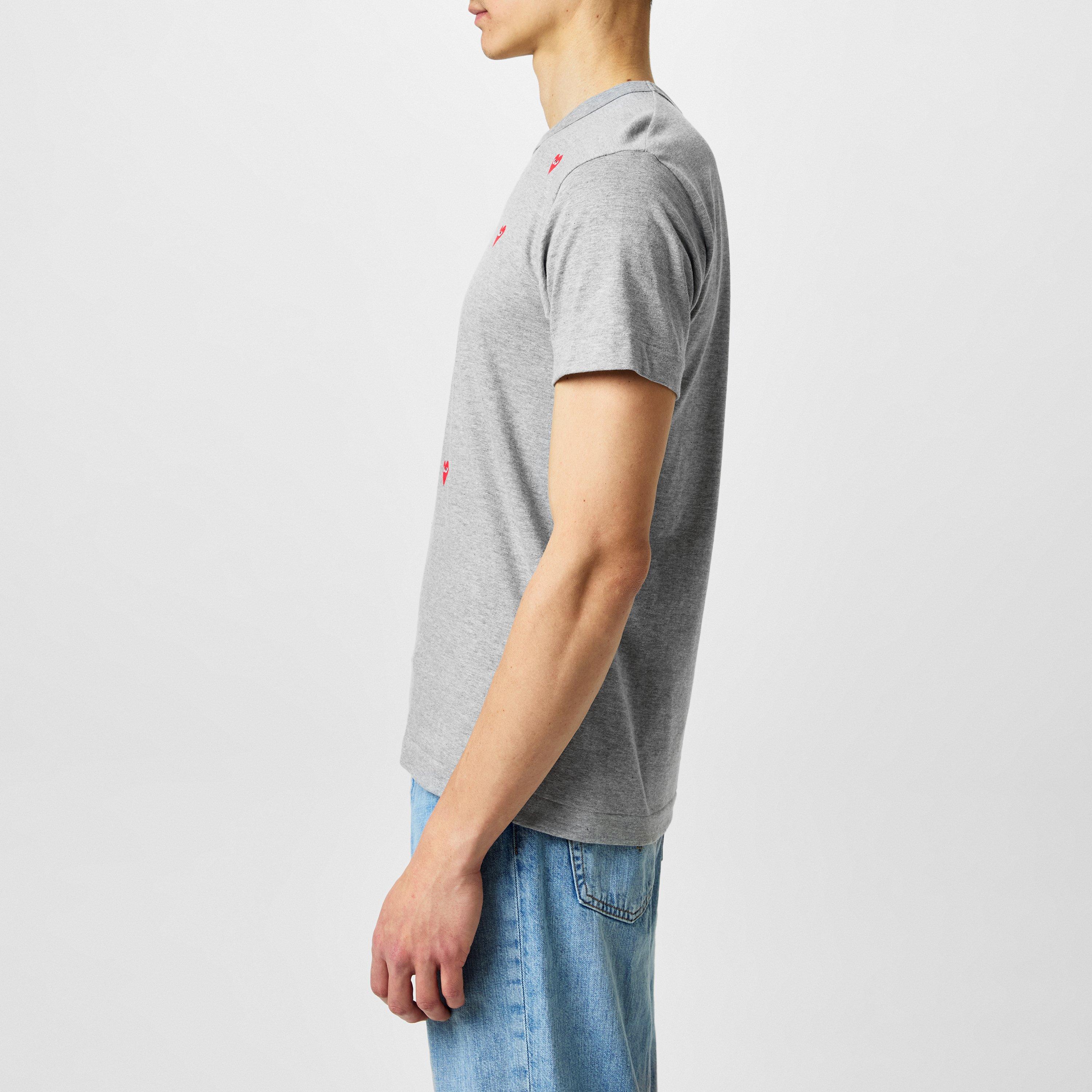 Grey -2 - Comme des Garcons PLAY - Scattered Hearts Cotton T-Shirt - 2