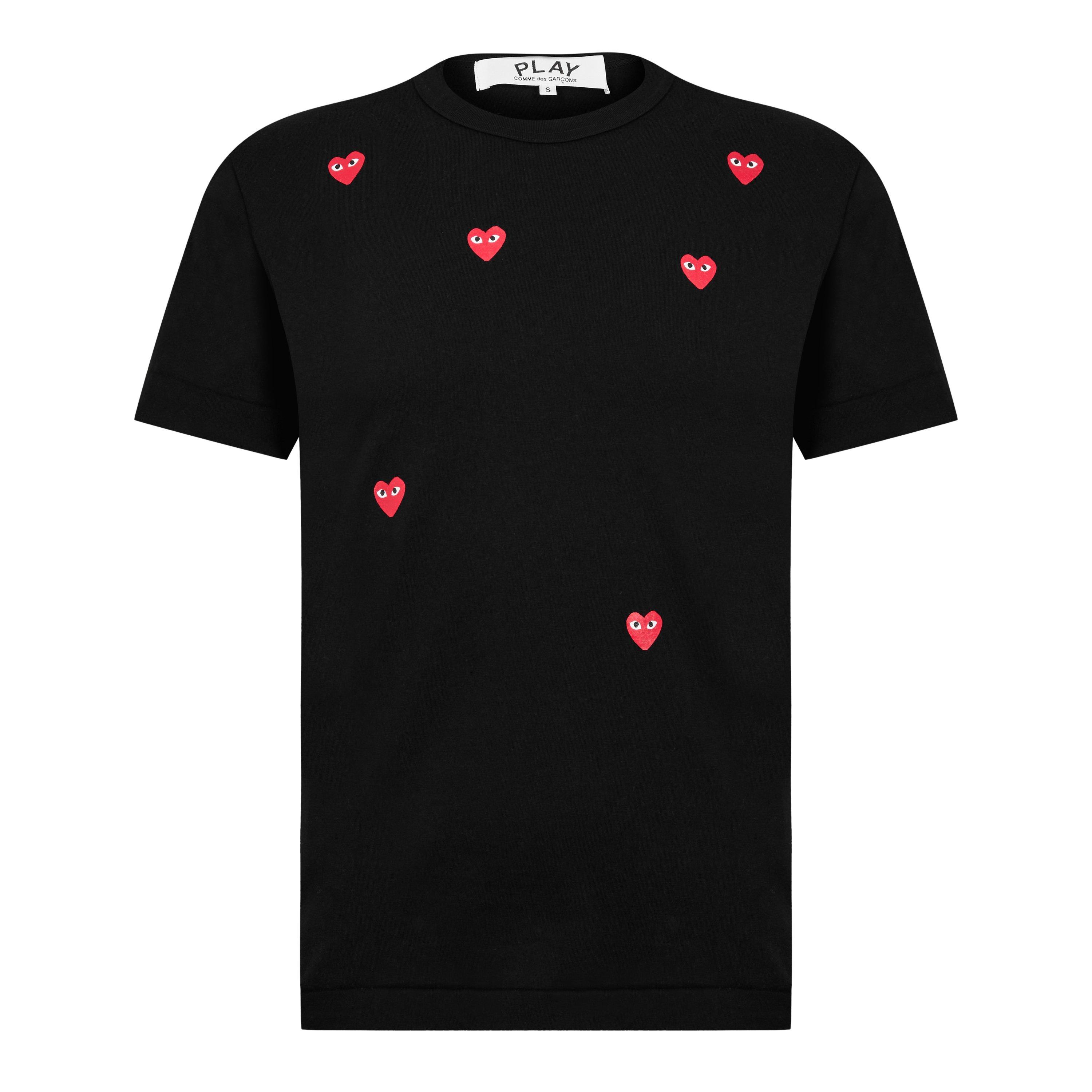 Black -1 - Comme des Garcons PLAY - Scattered Hearts Cotton T-Shirt - 5