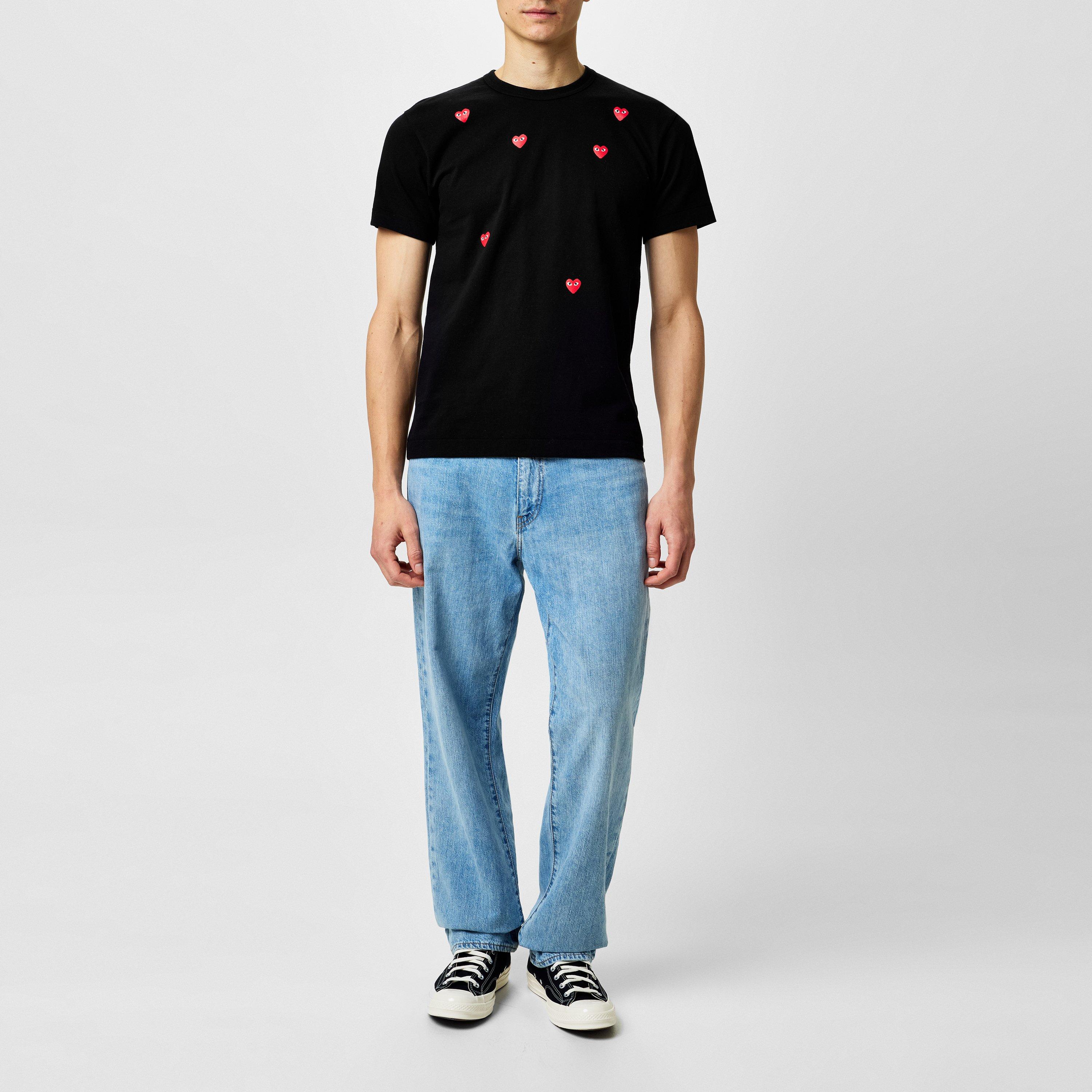 Black -1 - Comme des Garcons PLAY - Scattered Hearts Cotton T-Shirt - 4