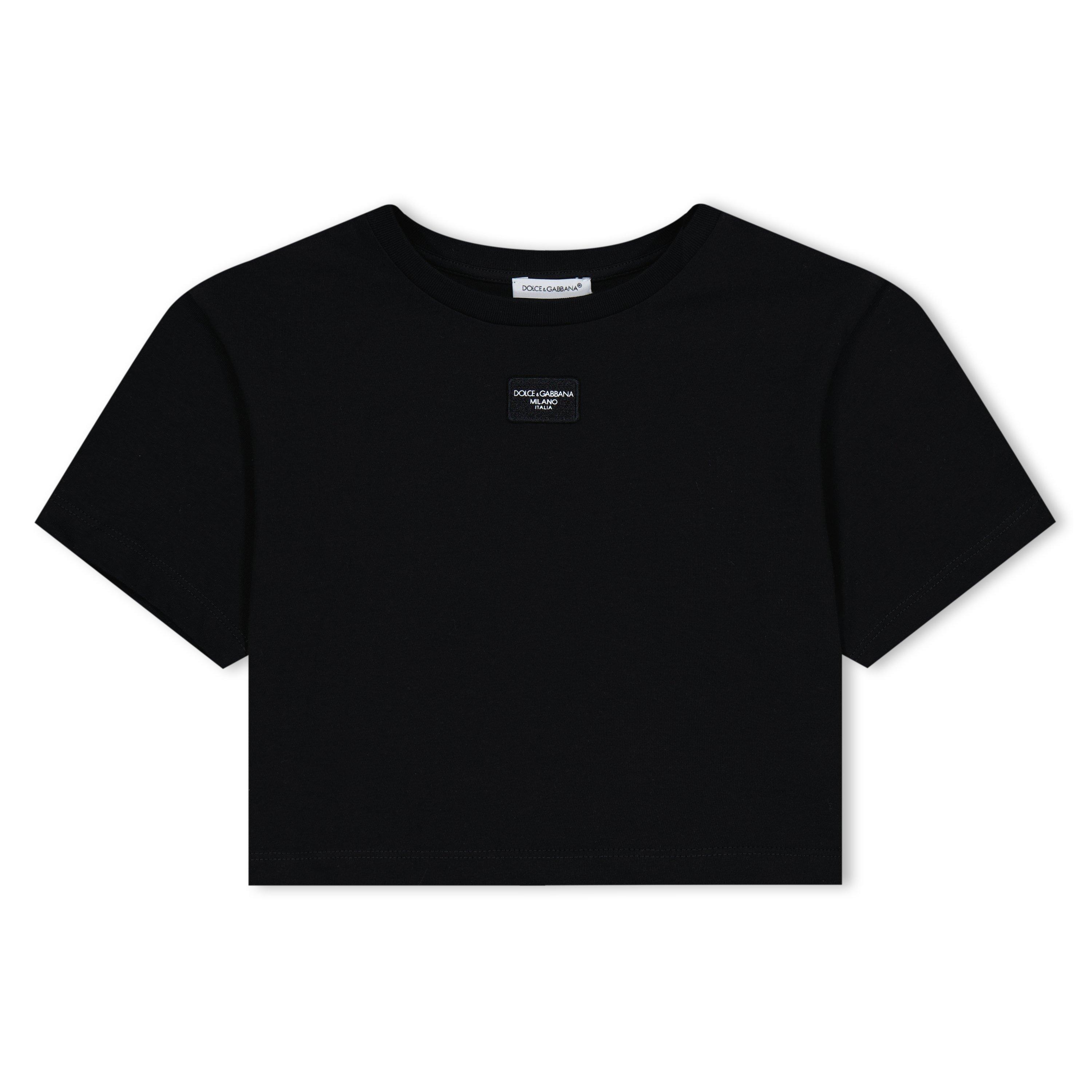 Black N0000 - Dolce and Gabbana - Logo Print Short Sleeve Cotton Shirt Junior Girls - 1