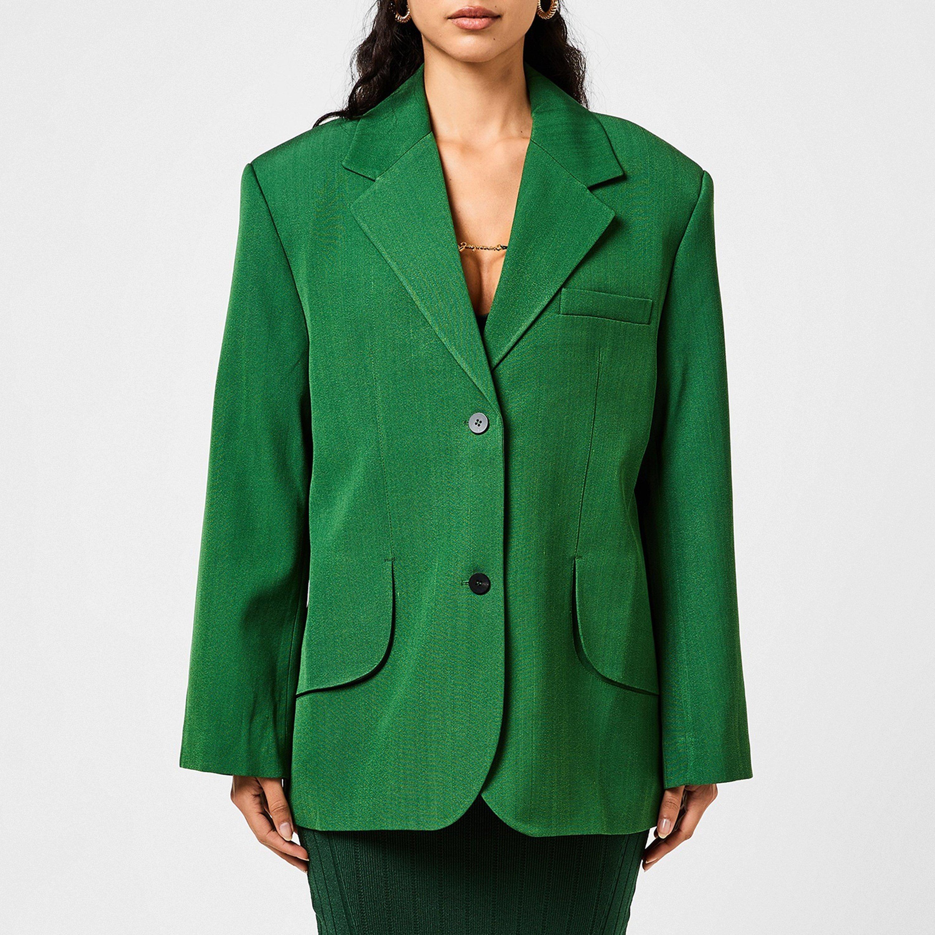 Dark Gre - Jacquemus - Women's La Titolo Viscose Silk Long Sleeve Blazer - 1
