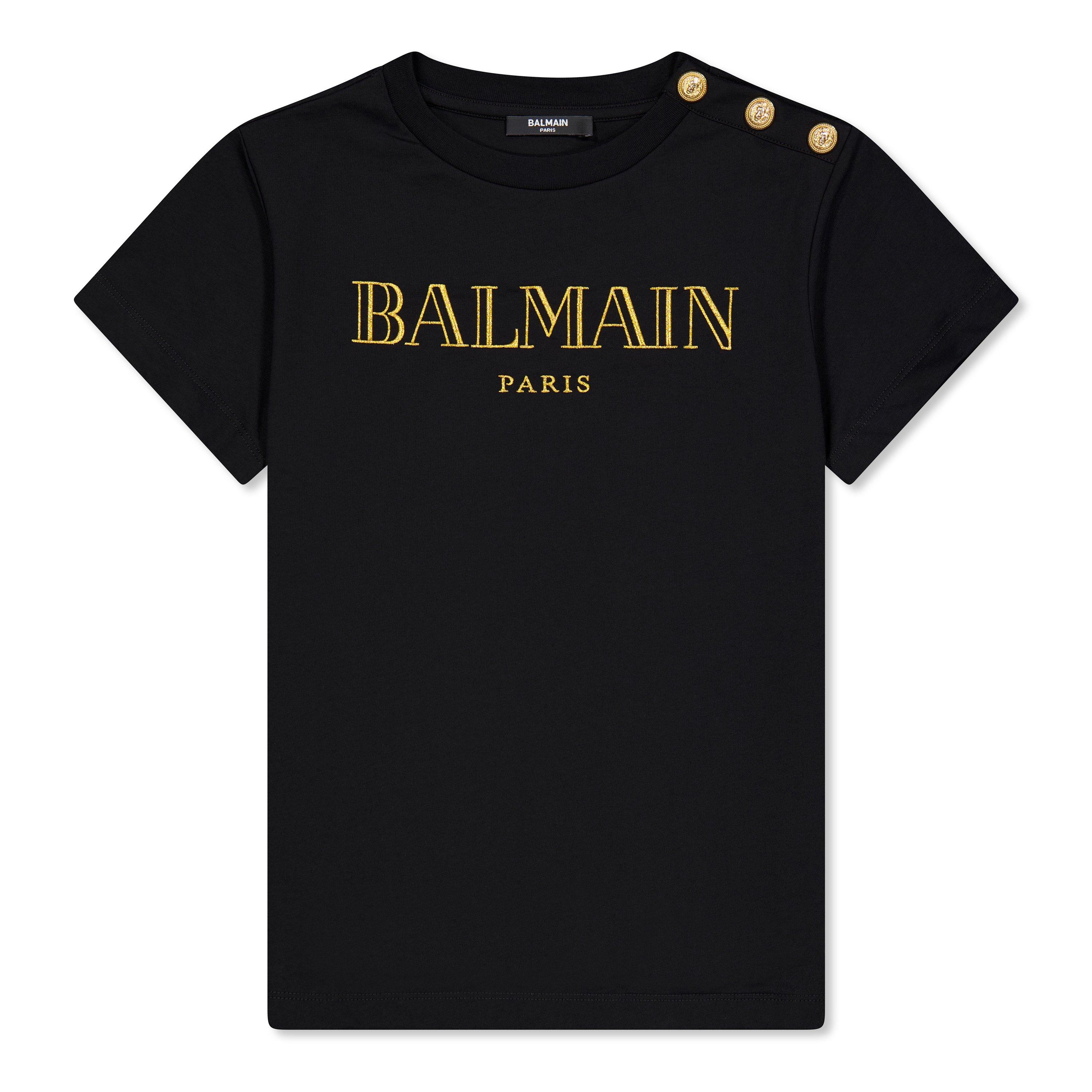 Blk/Gld 930OR - Balmain - Embroidered Logo T-Shirt Juniors - 1