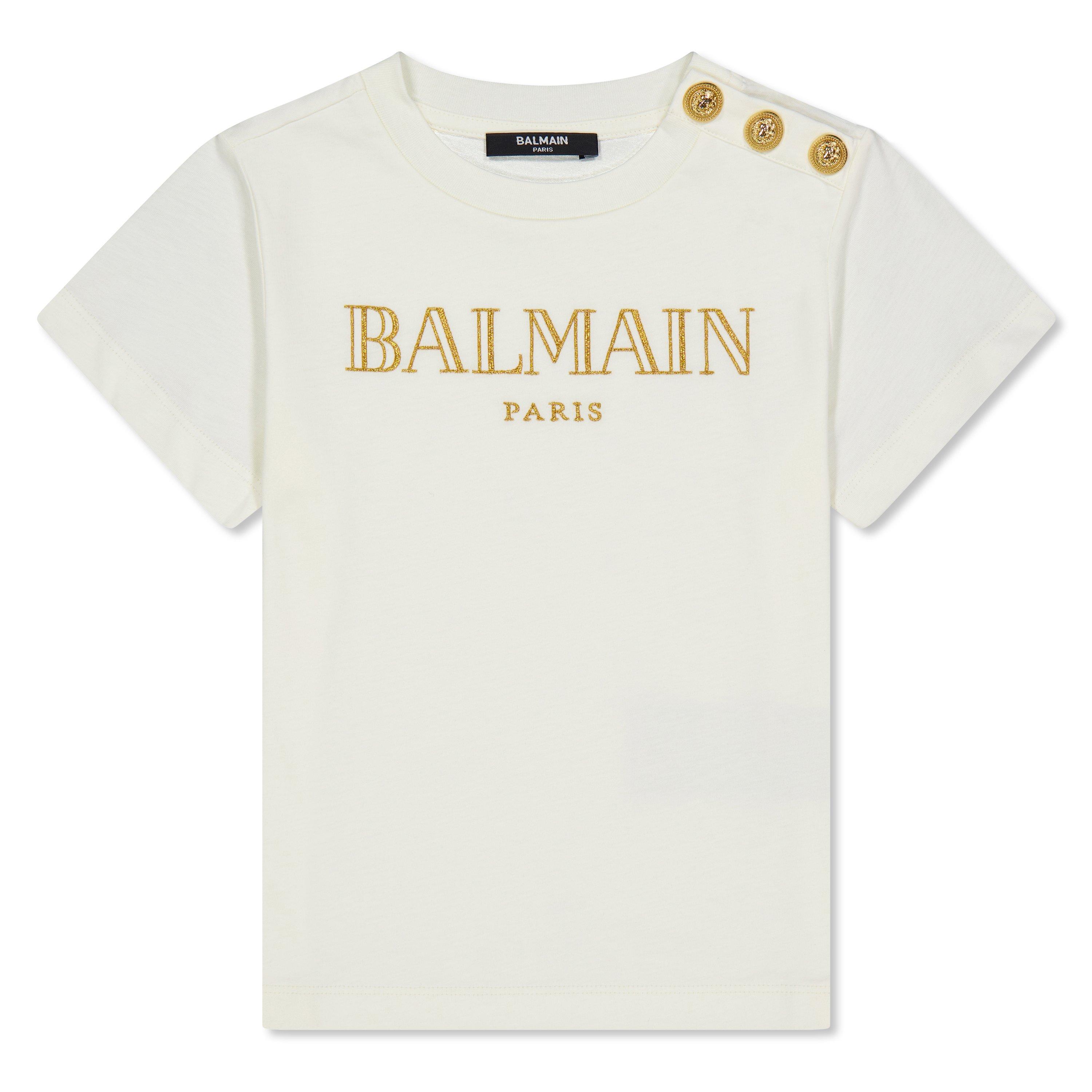 Balmain  Kids Embroidered Logo T-Shirt Juniors - Ivry/Gld 102Or - 8Y
