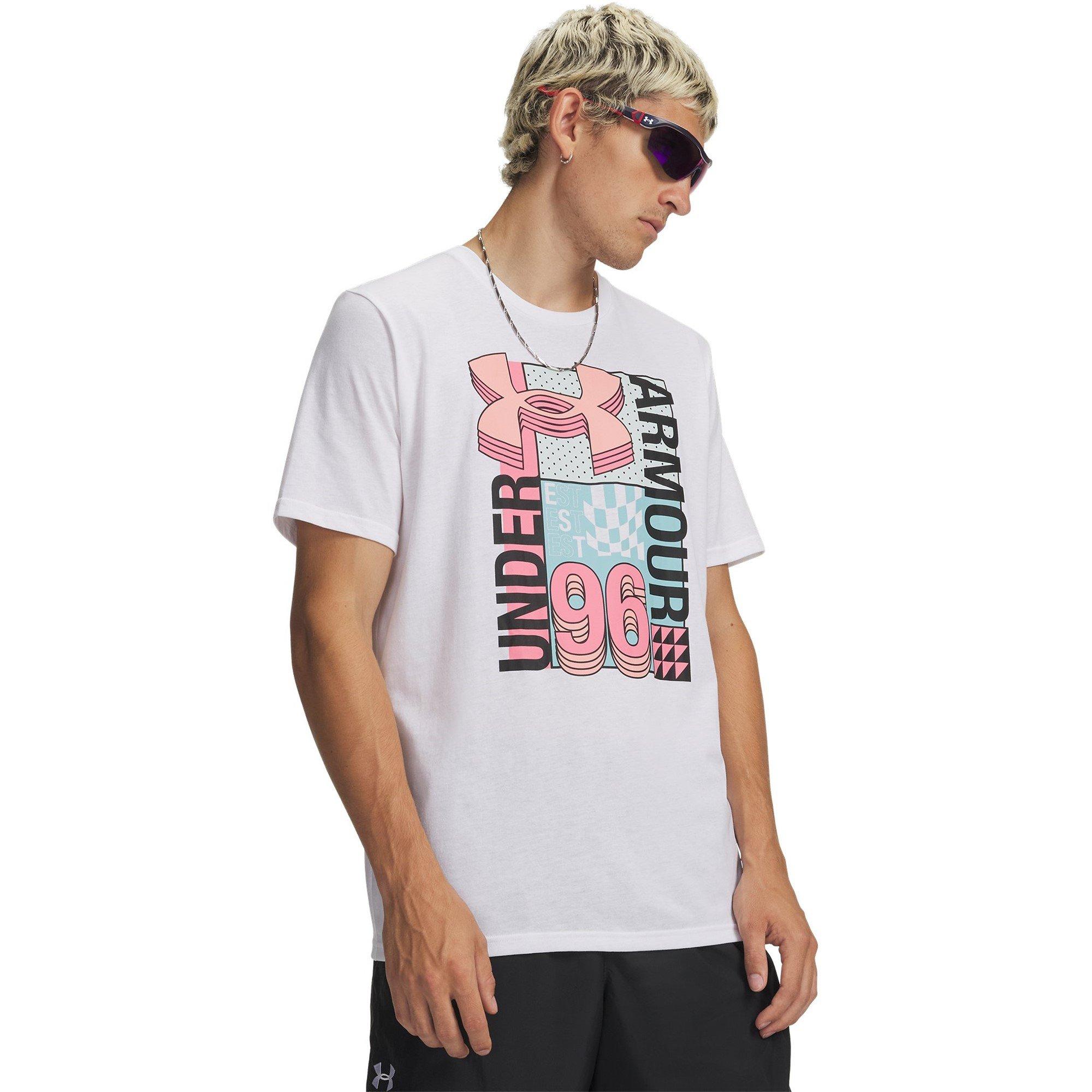 White/Posh Pink - Under Armour - Men's Short Sleeve Performance Gym Top - 1
