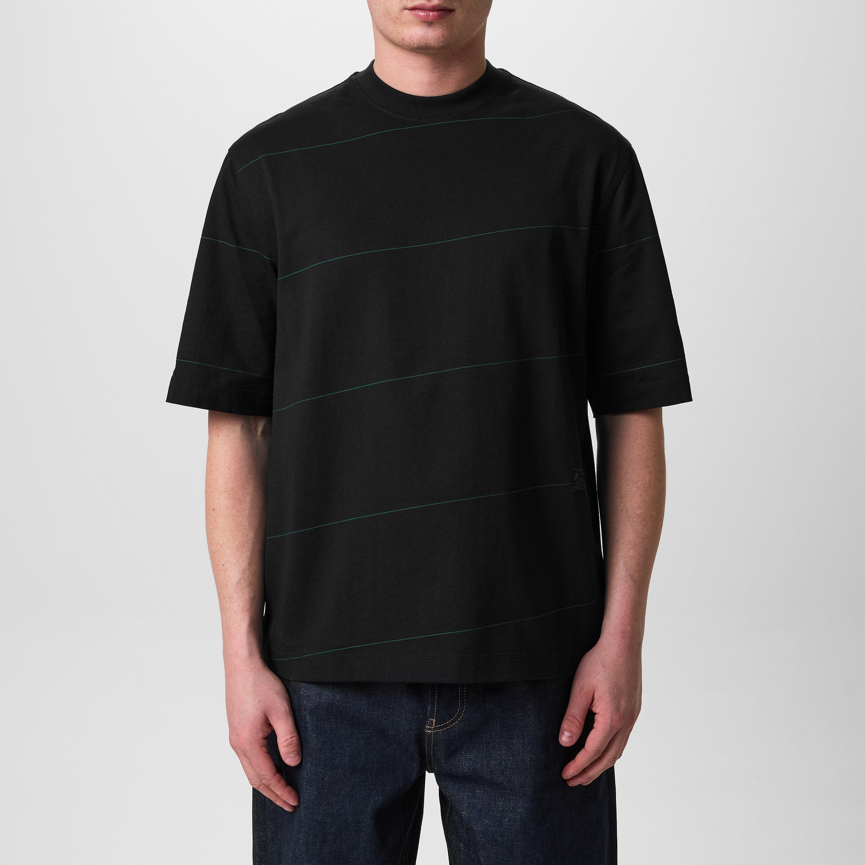 Black - Burberry - Diagonal Striped T-Shirt - 1