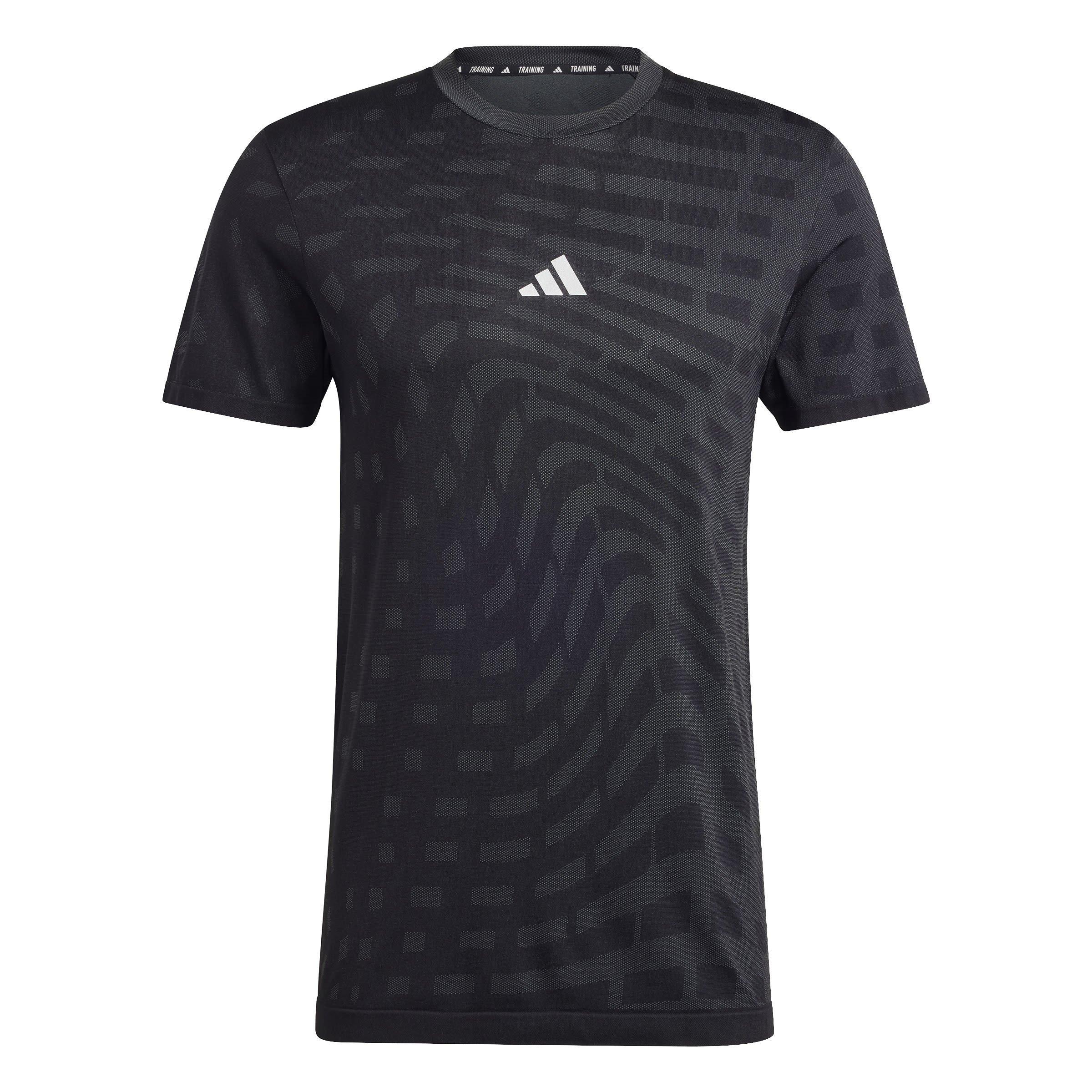 Blk/Gry Six - adidas - Men's Gym+ Seamless Short-Sleeve Performance Gym Top - 1