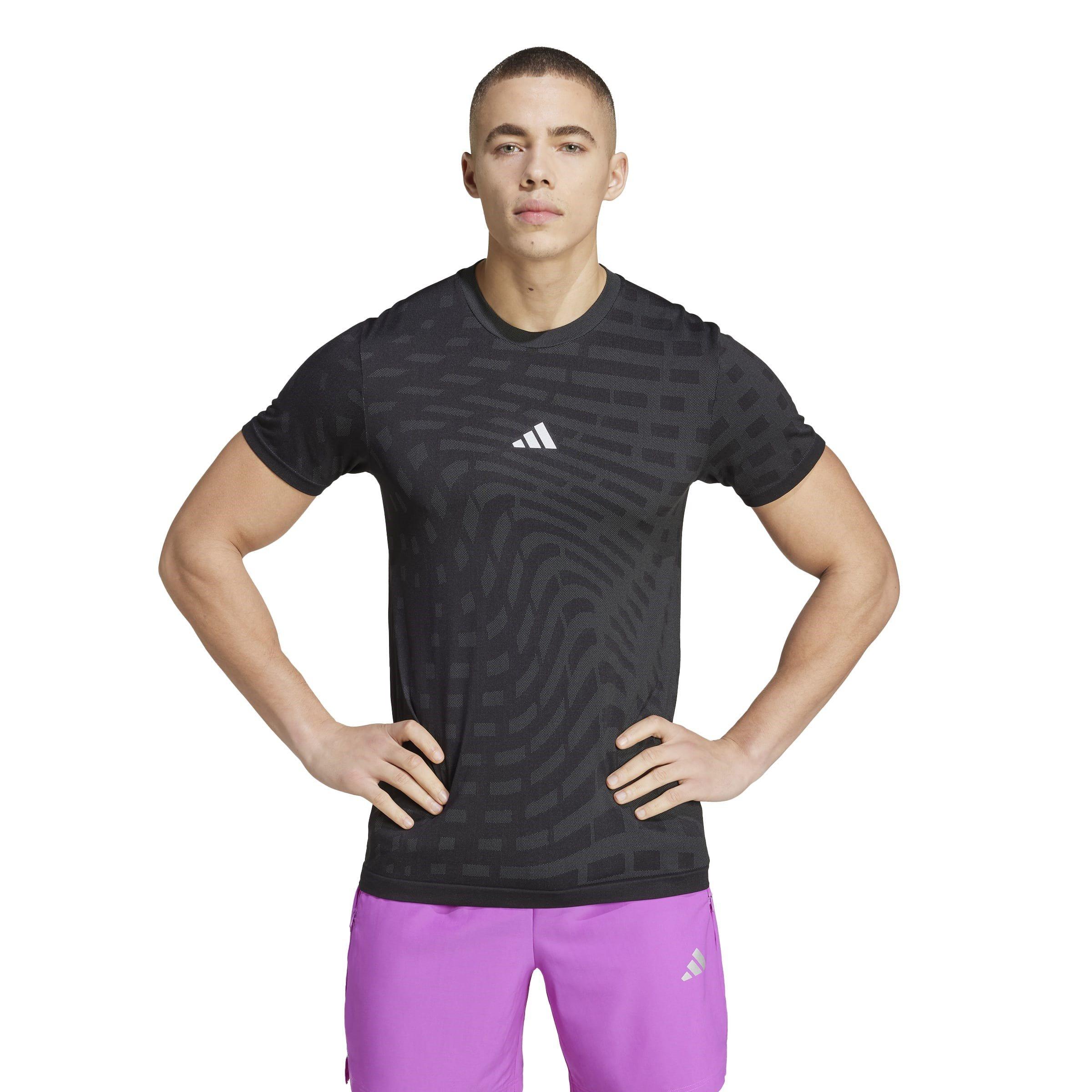 Blk/Gry Six - adidas - Gym+ Seamless Short-Sleeve Performance Gym Top - 2