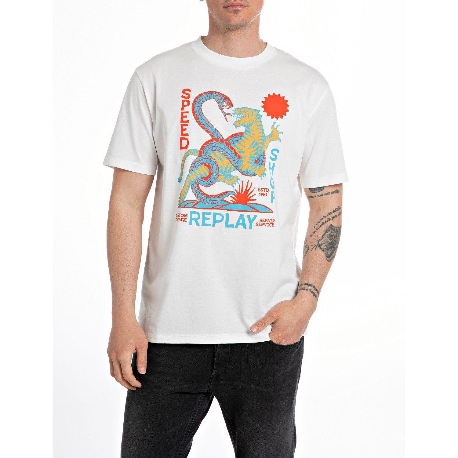 Nat White 011 - Replay - Men's Tiger Snake Regular Fit T-Shirt - 1