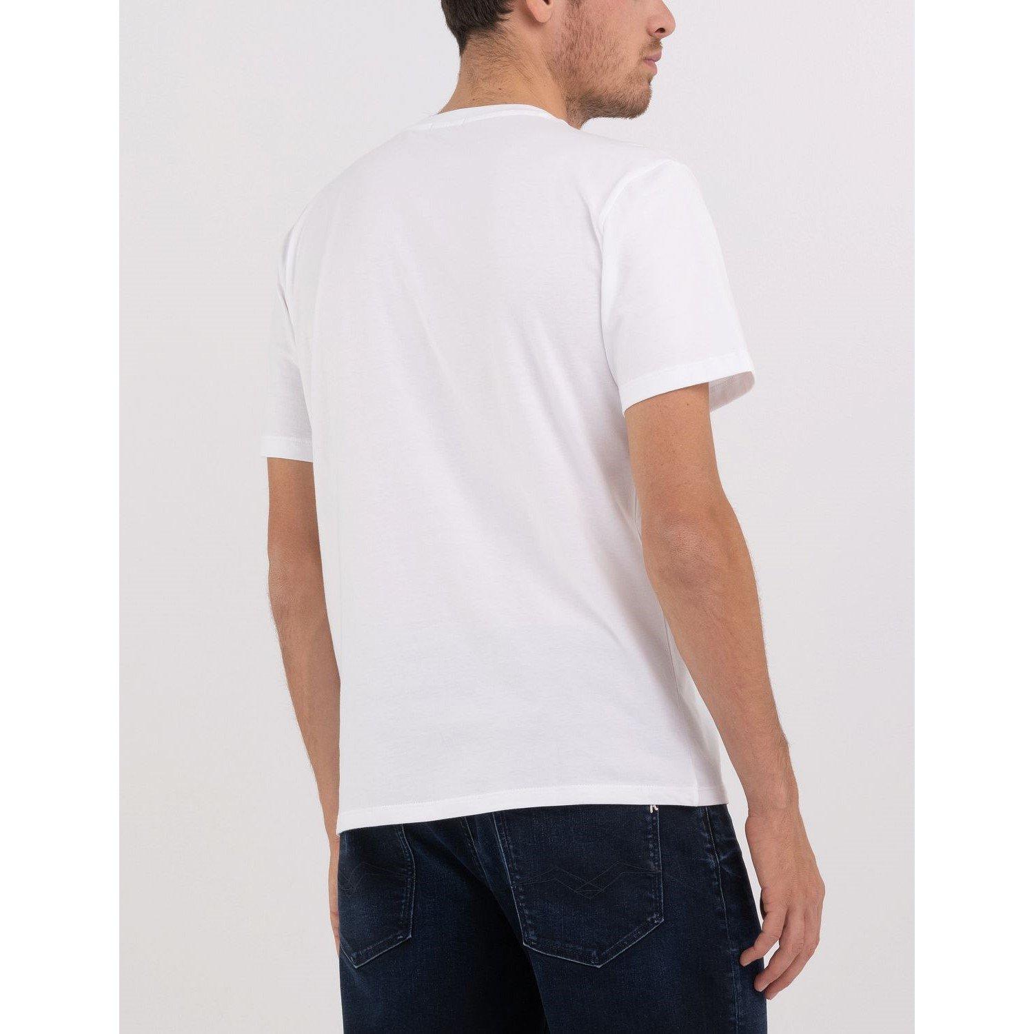 【REPLAY】★Centre Logo T-Shirt★ Replay White Big Center Logo Crew Neck Short Sleeve Men's T