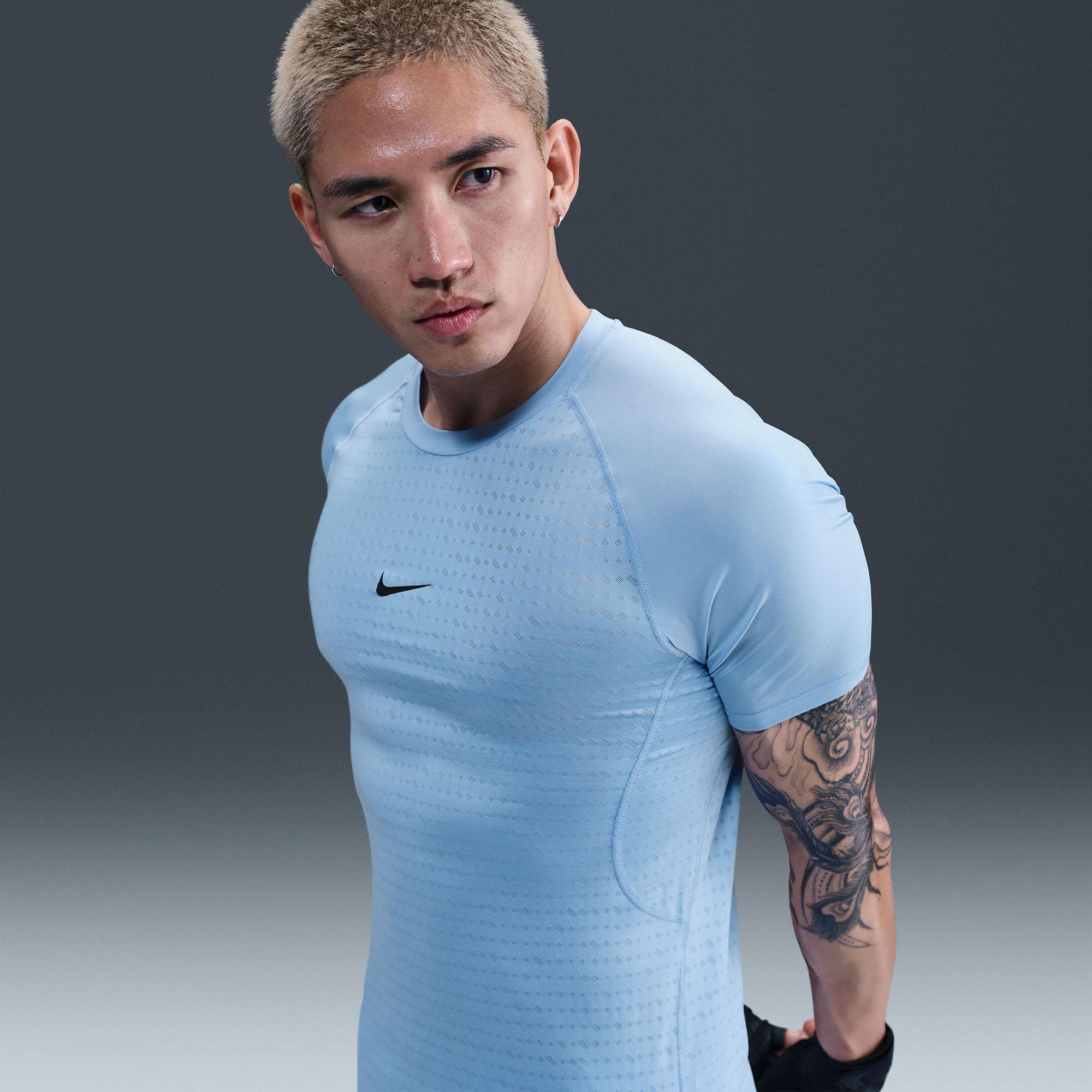Psychic Blu/Blk - Nike - Pro Breathe Mens Slim-Fit Short-Sleeve Top - 2