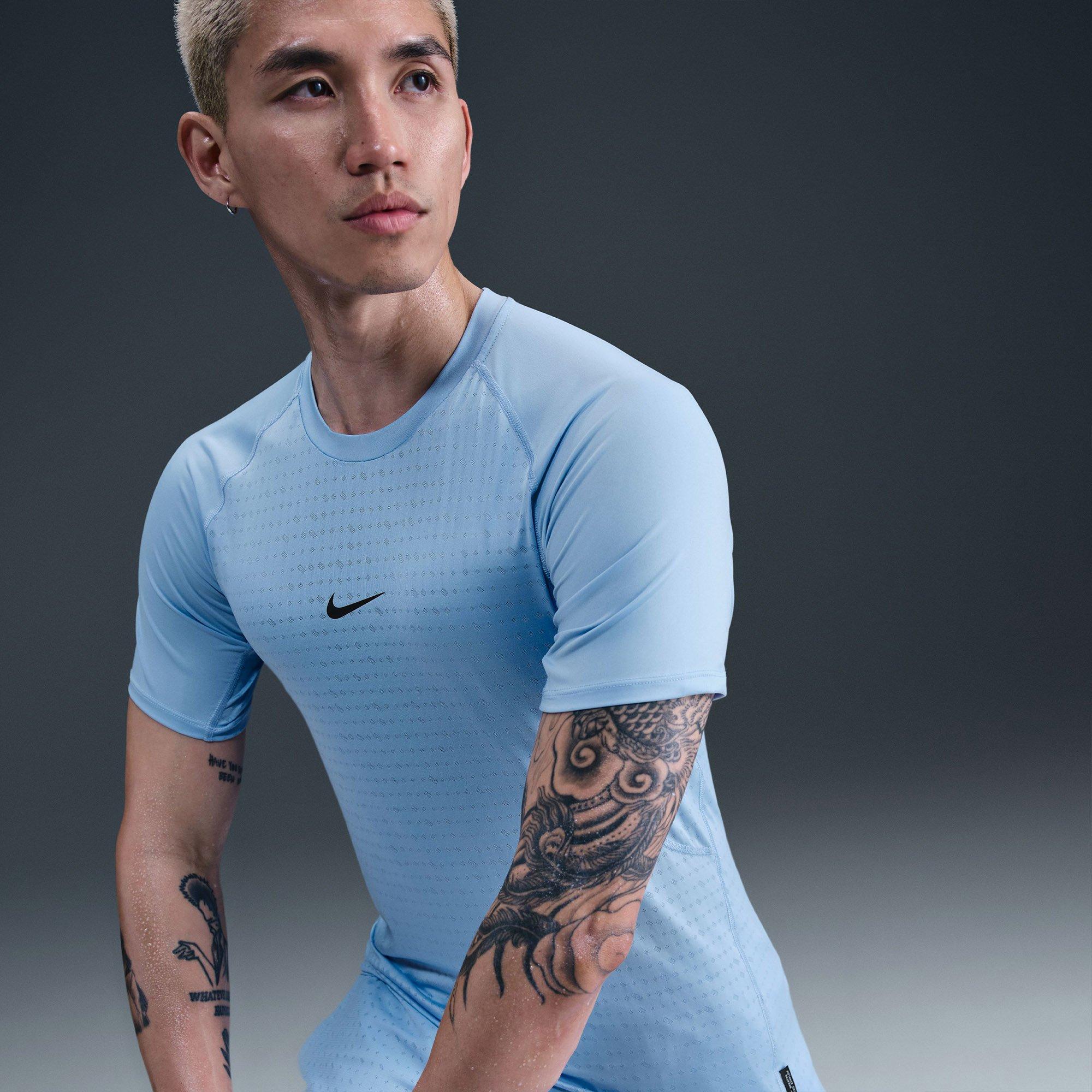 Psychic Blu/Blk - Nike - Pro Breathe Mens Slim-Fit Short-Sleeve Top - 4