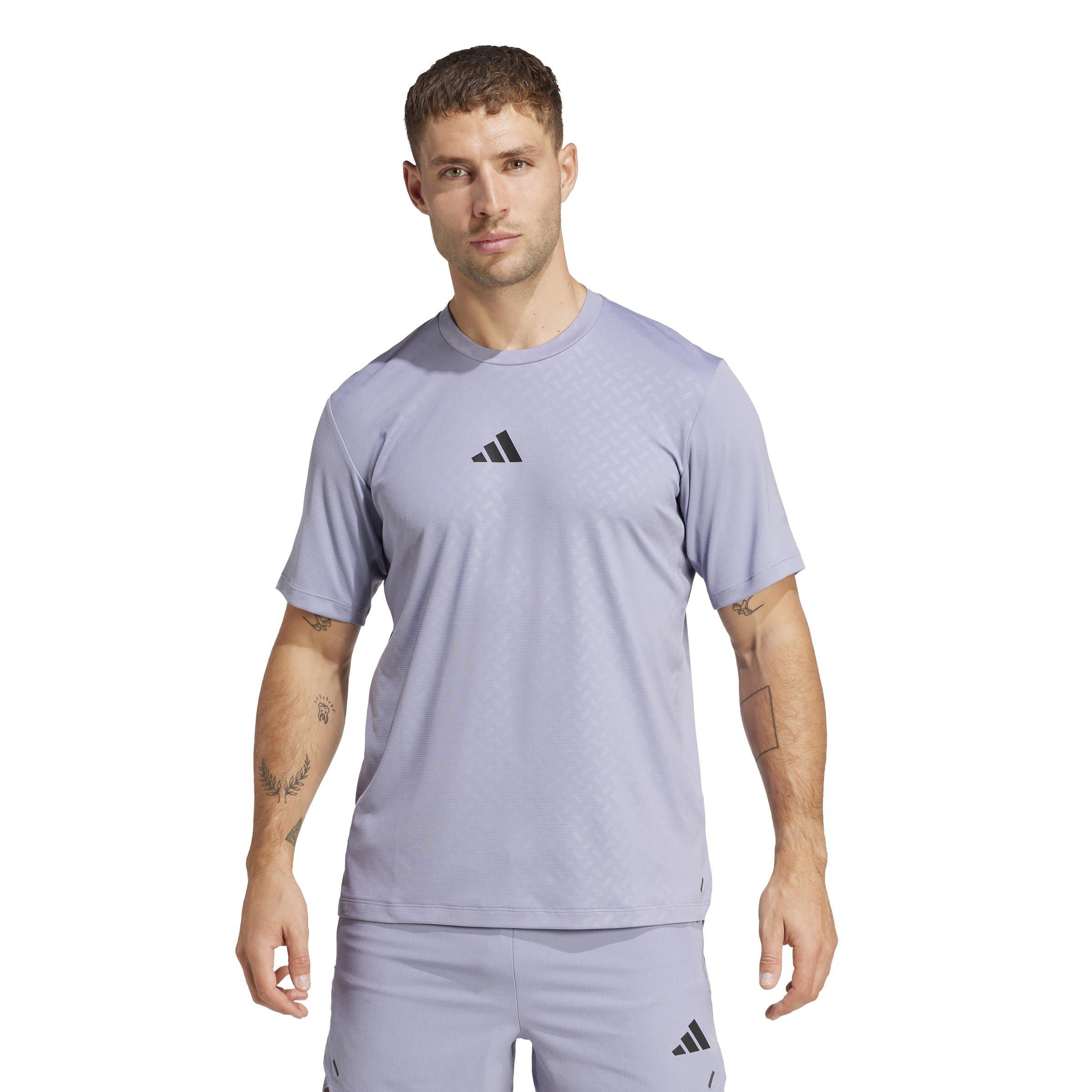 Silver Violet - adidas - Men's Power Short-Sleeve Performance Gym Top - 2