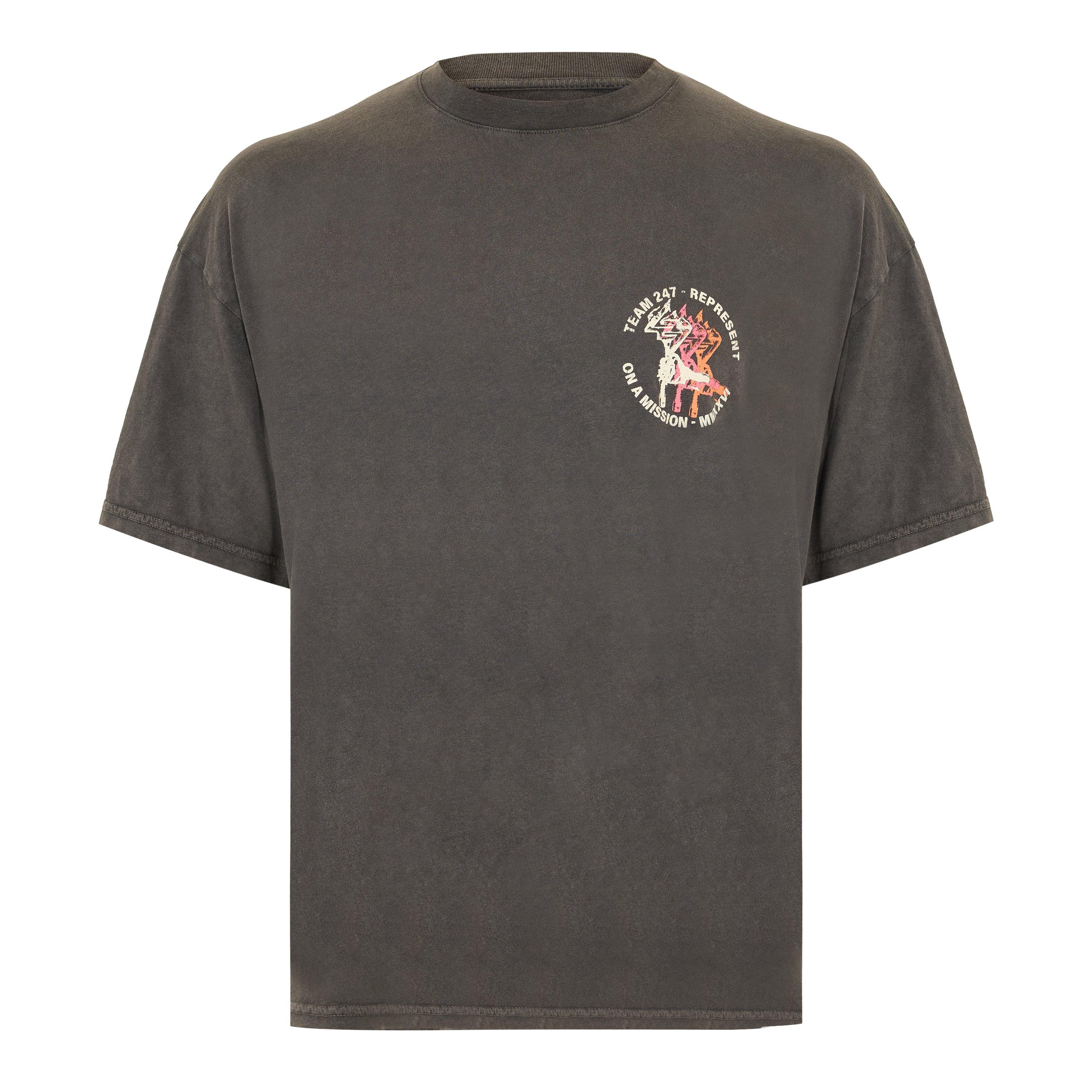 Represent 247 Men's Short Sleeve Performance Gym Top - Washed Black - S