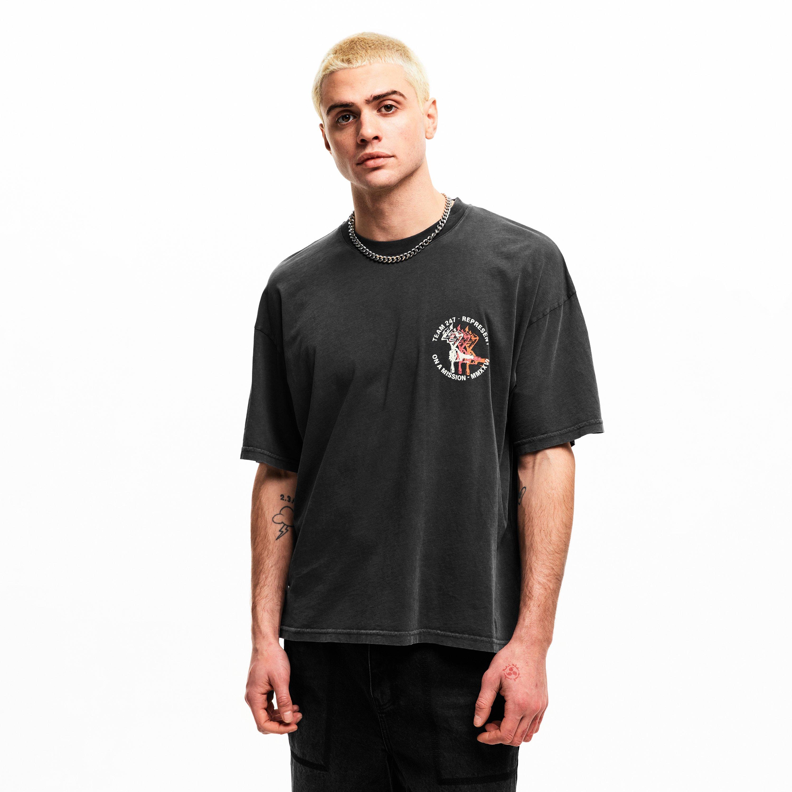 Washed Black - Represent 247 - Men's Short Sleeve Performance Gym Top - 3