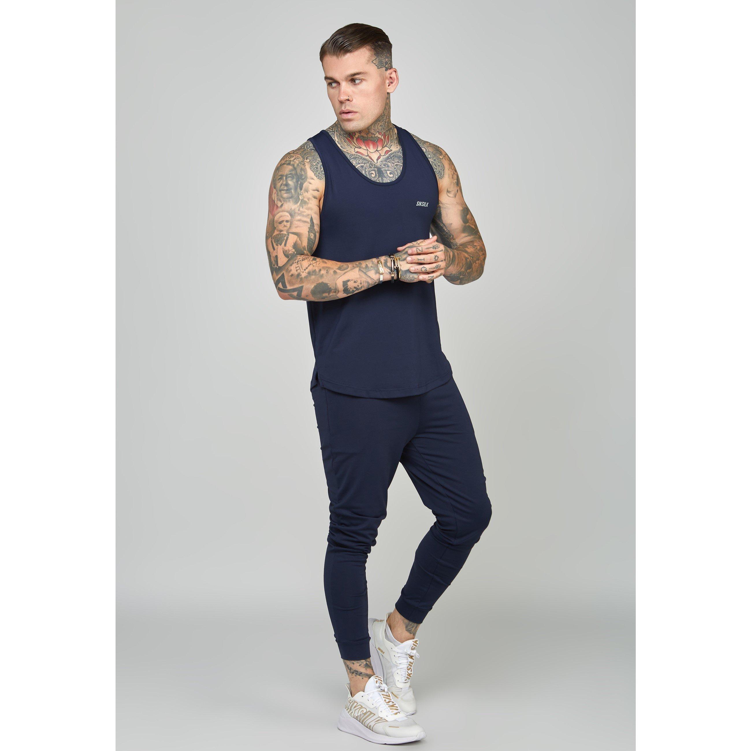 Marineblå - SikSilk - Men's Muscle Vest - 2