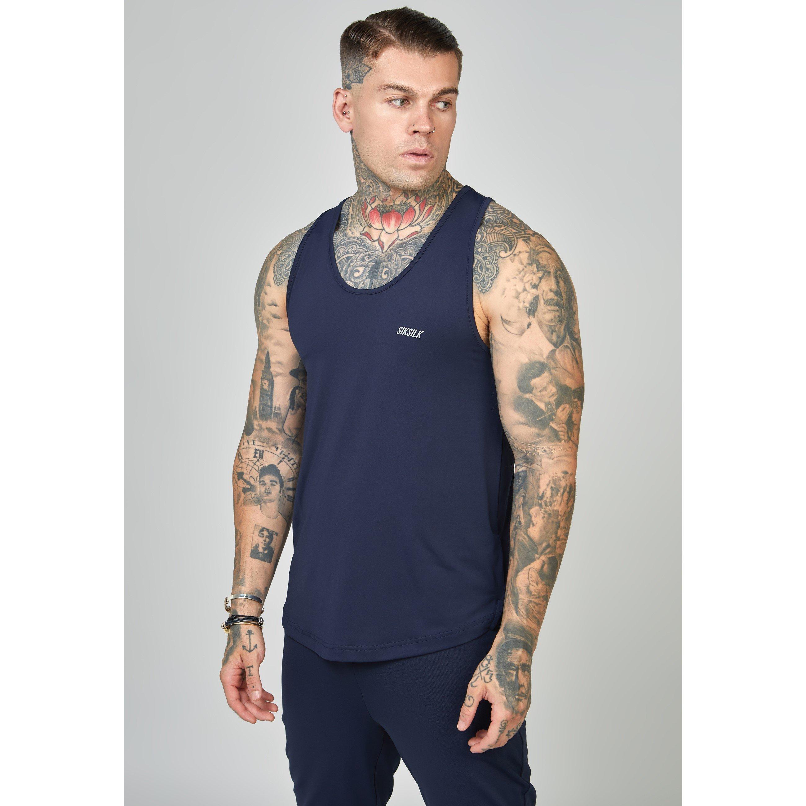 Marineblå - SikSilk - Men's Muscle Vest - 3