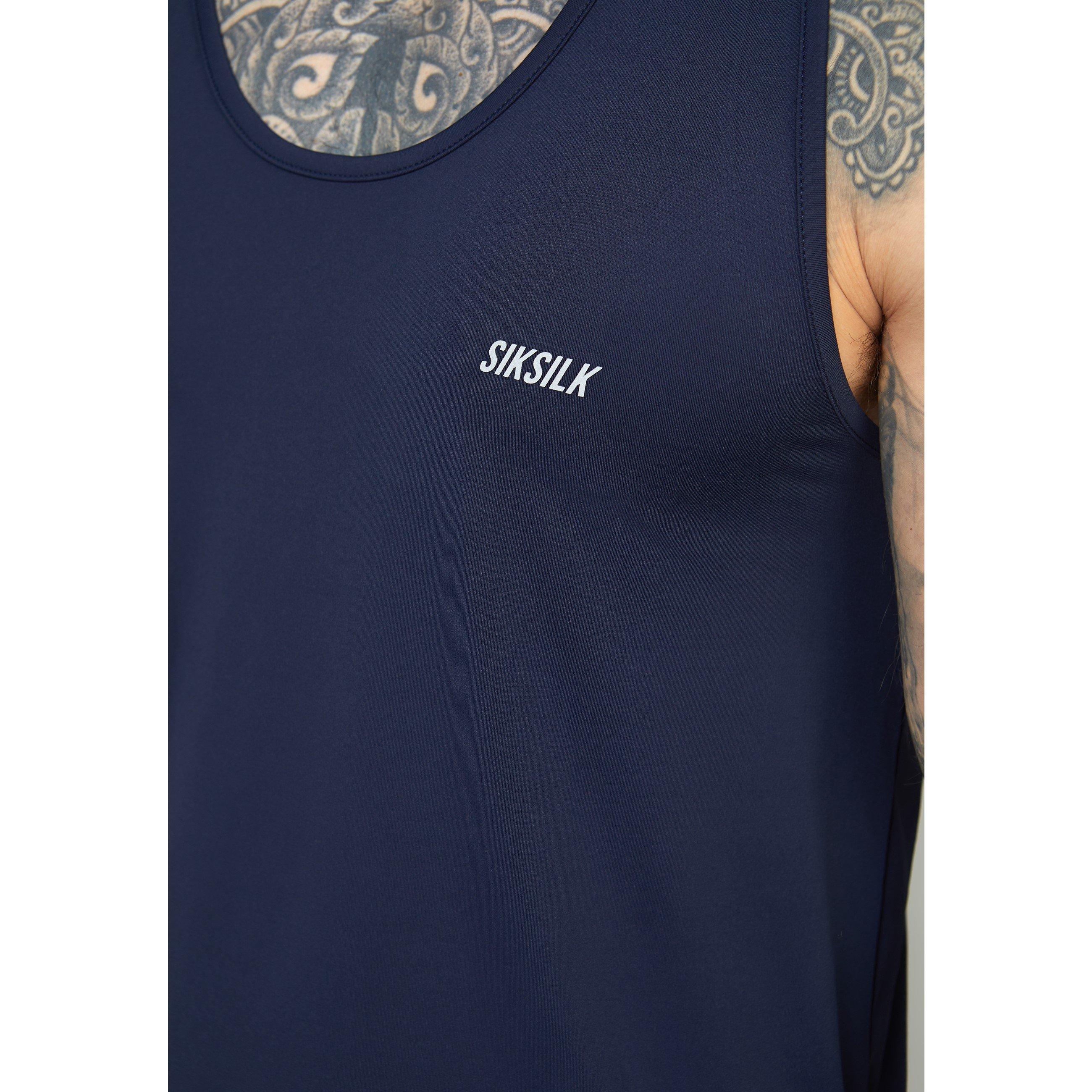 Marineblå - SikSilk - Men's Muscle Vest - 4