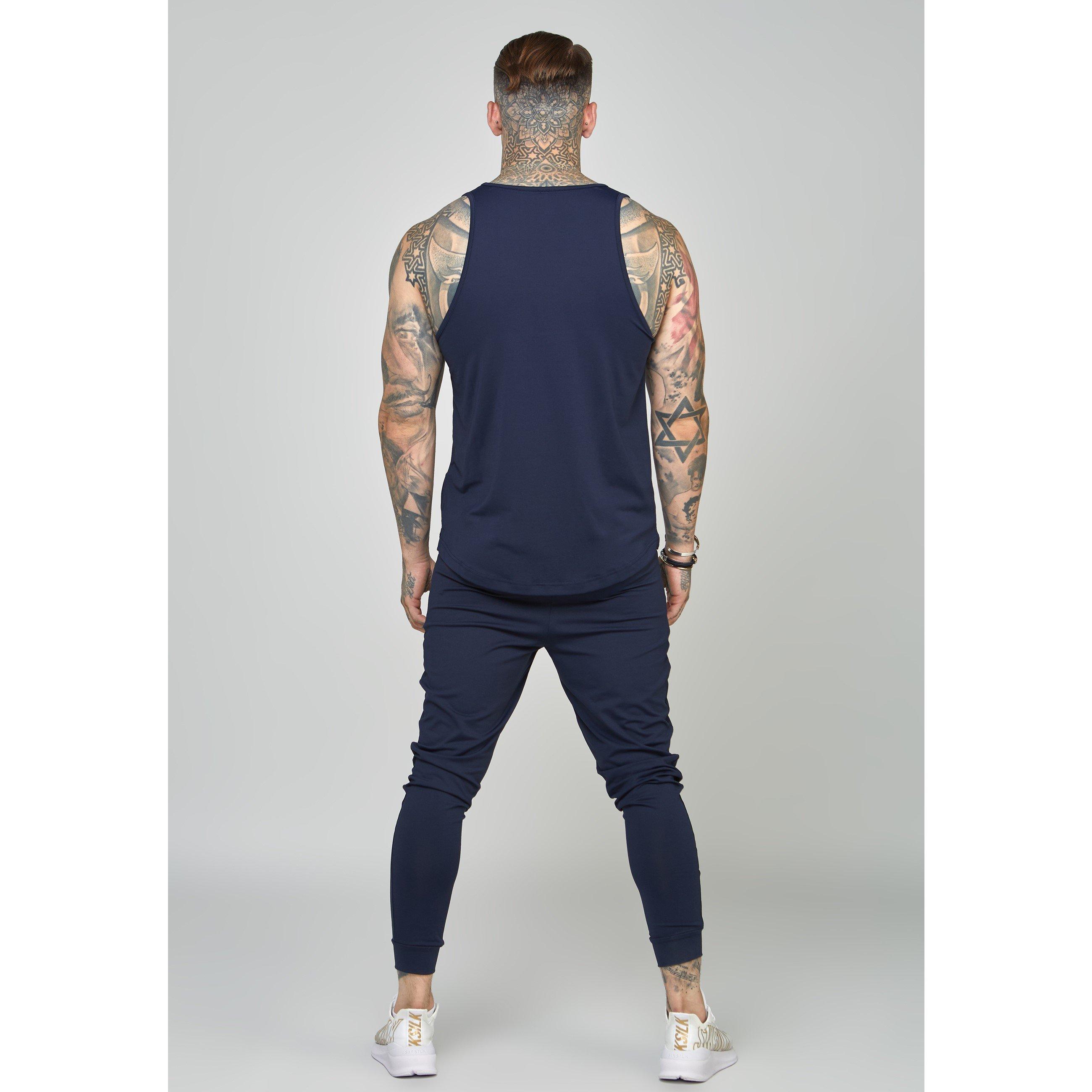 Marineblå - SikSilk - Men's Muscle Vest - 5