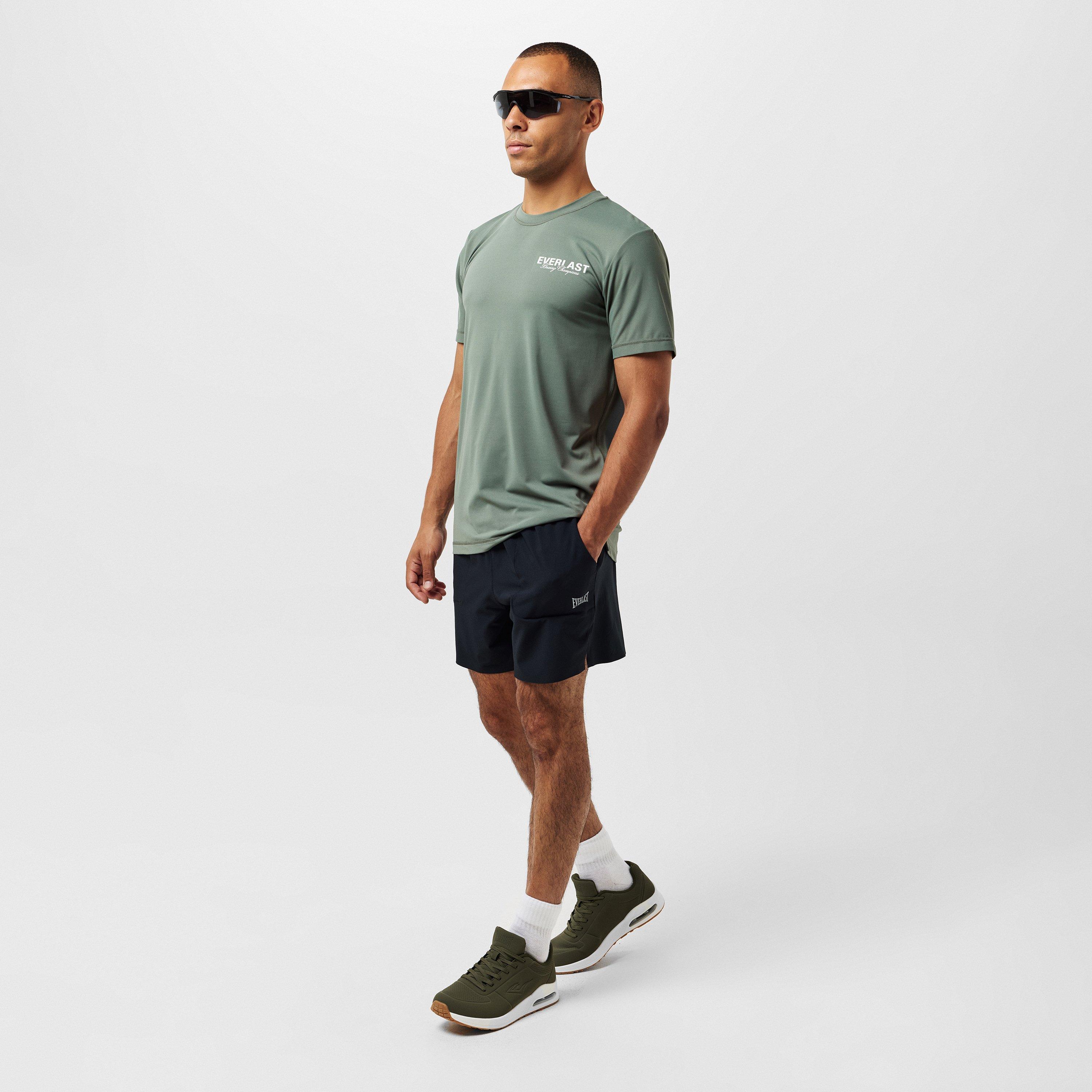 Khaki - Everlast - Stripe Poly T-Shirts Mens - 6