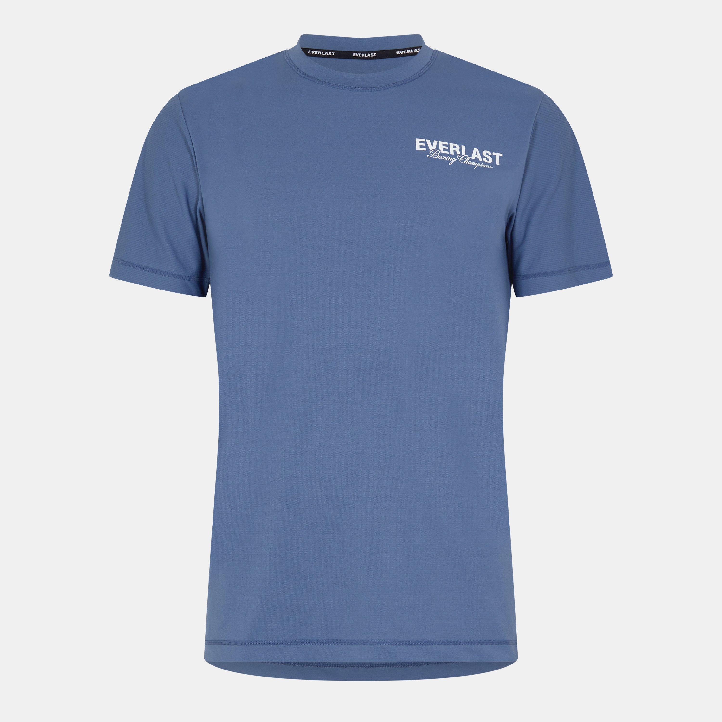 Blue - Everlast - Stripe Poly T-Shirts Mens - 1