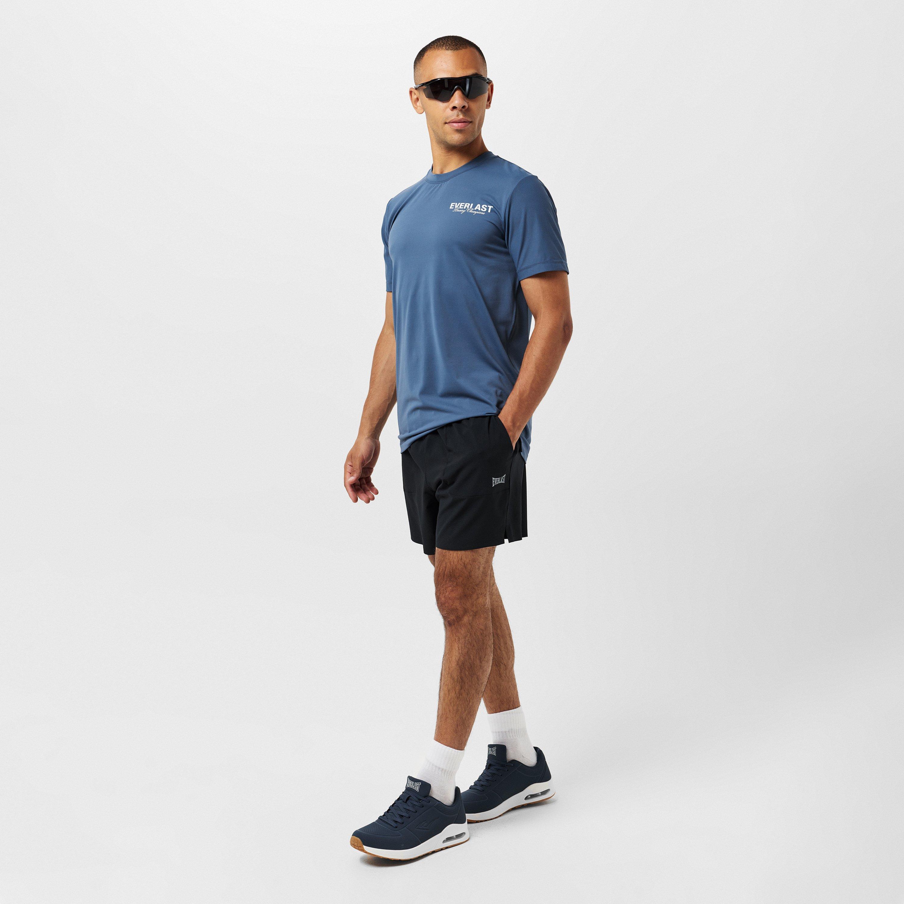 Blue - Everlast - Stripe Poly T-Shirts Mens - 6