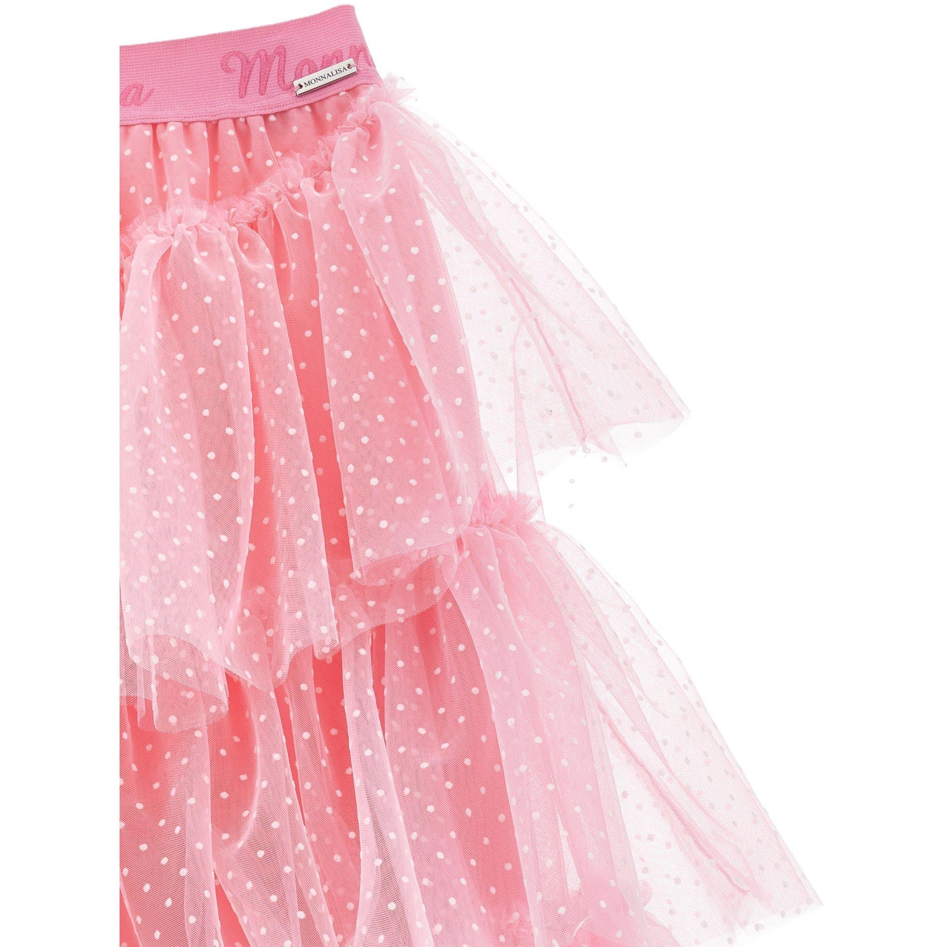 Pink 9501 - Monnalisa - Kids' MonLisa Tulle Midi Skirt - 3