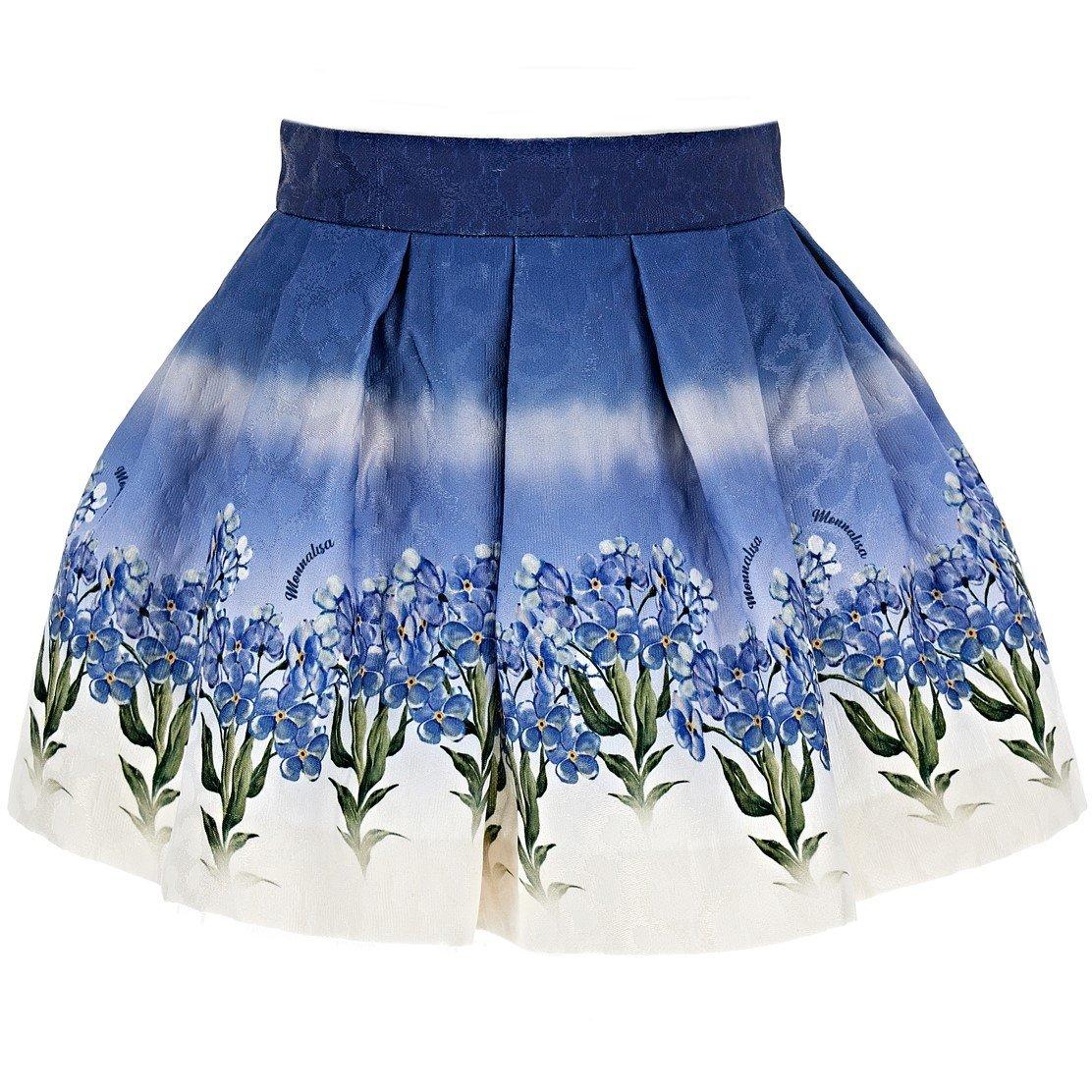 Monnalisa Kids' Flower Print Skater Jersey Skirt