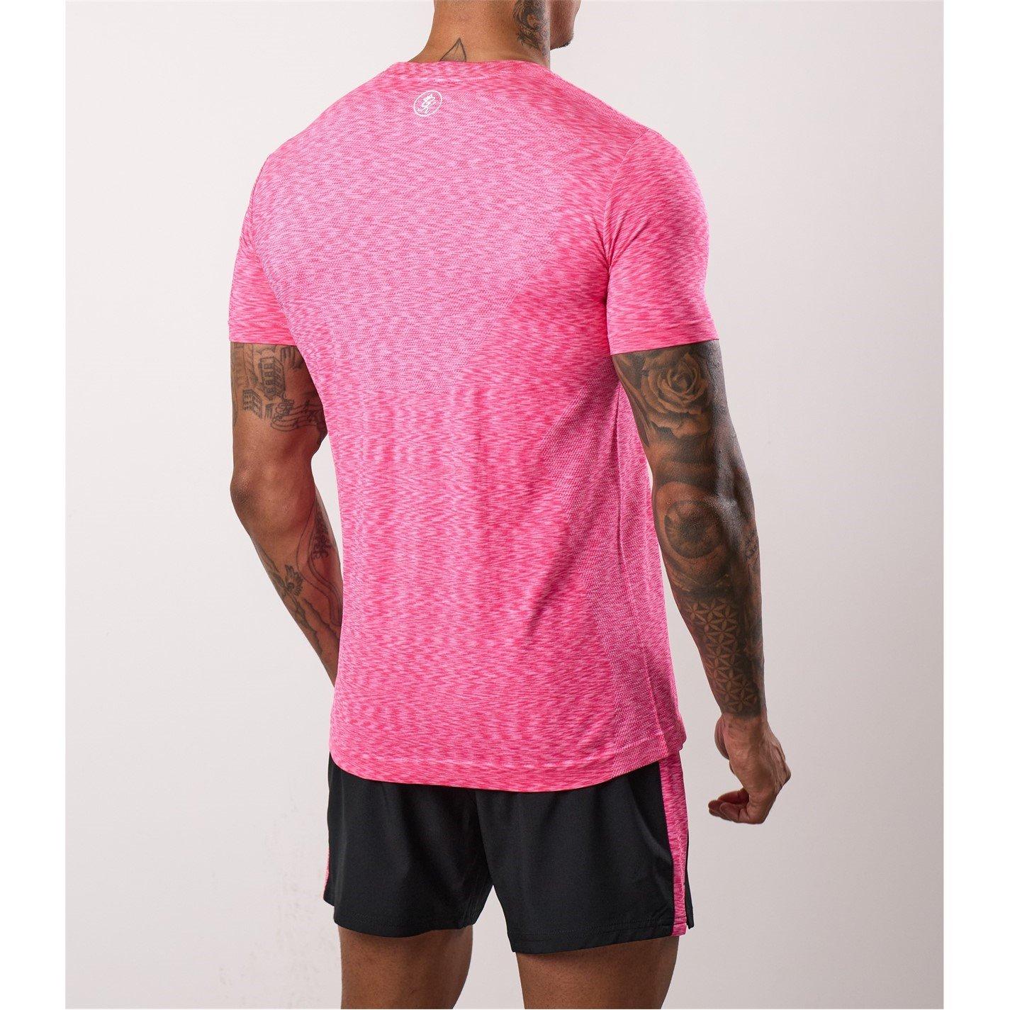 Hot Pink - Gym King - Mens Energy Short-Sleeve Performance Gym Top - 2