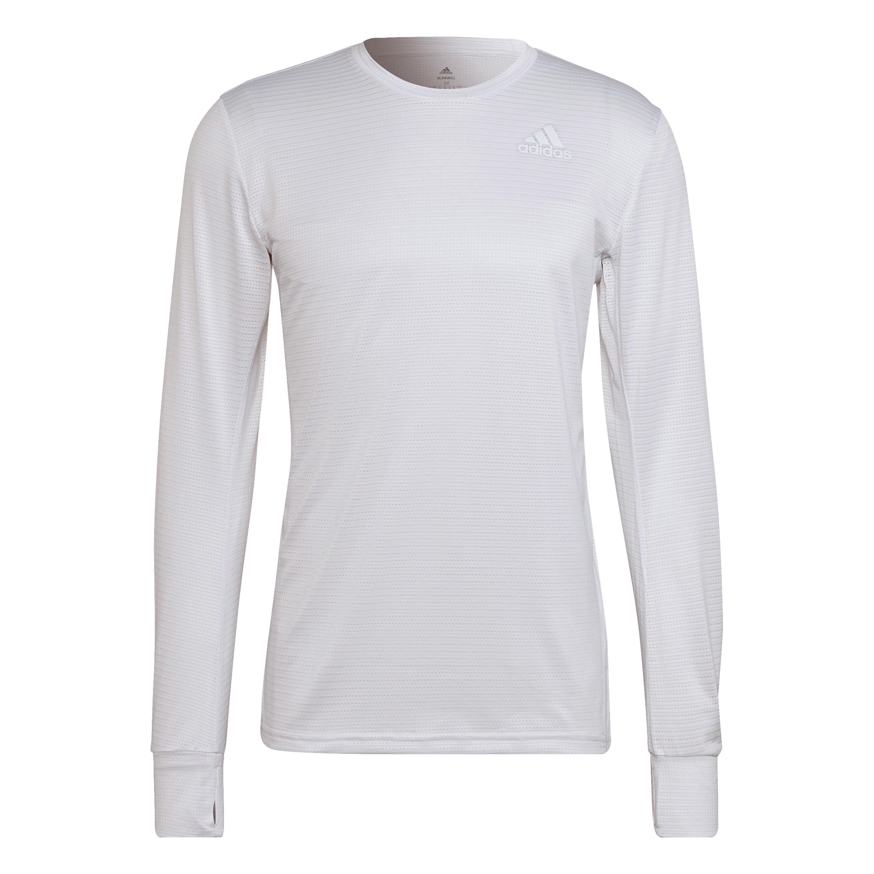 Wht/Reflec Silv - adidas - Men's Long Sleeve Performance Gym Top