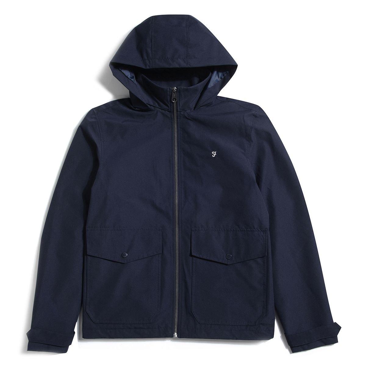 True Navy - Farah - Men's Surrey Hooded Weather-Resistant Trench Coat - 1