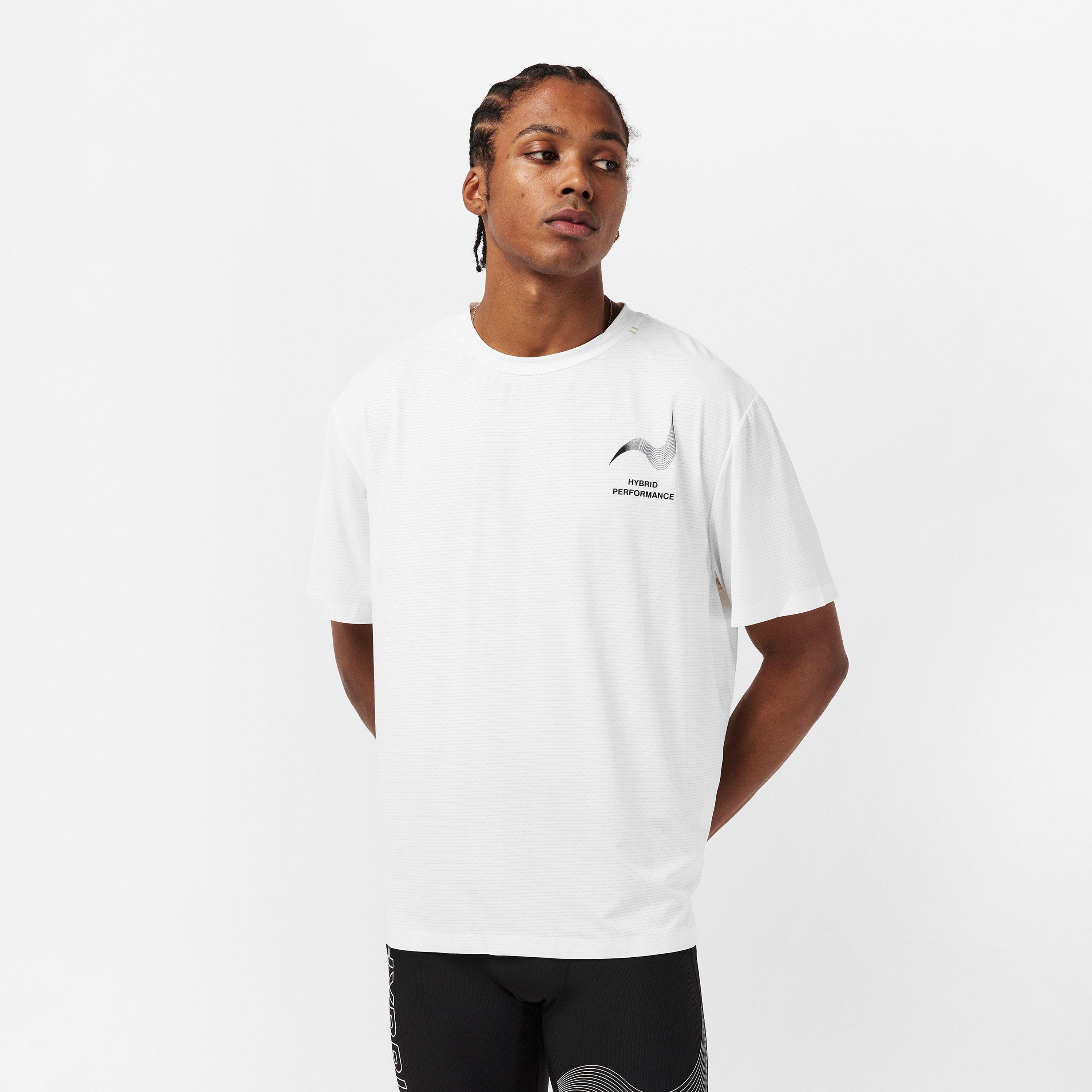 White - Hybrid Performance - Men's Short Sleeve Moisture Wicking Athletic Fit Gym Top - 3