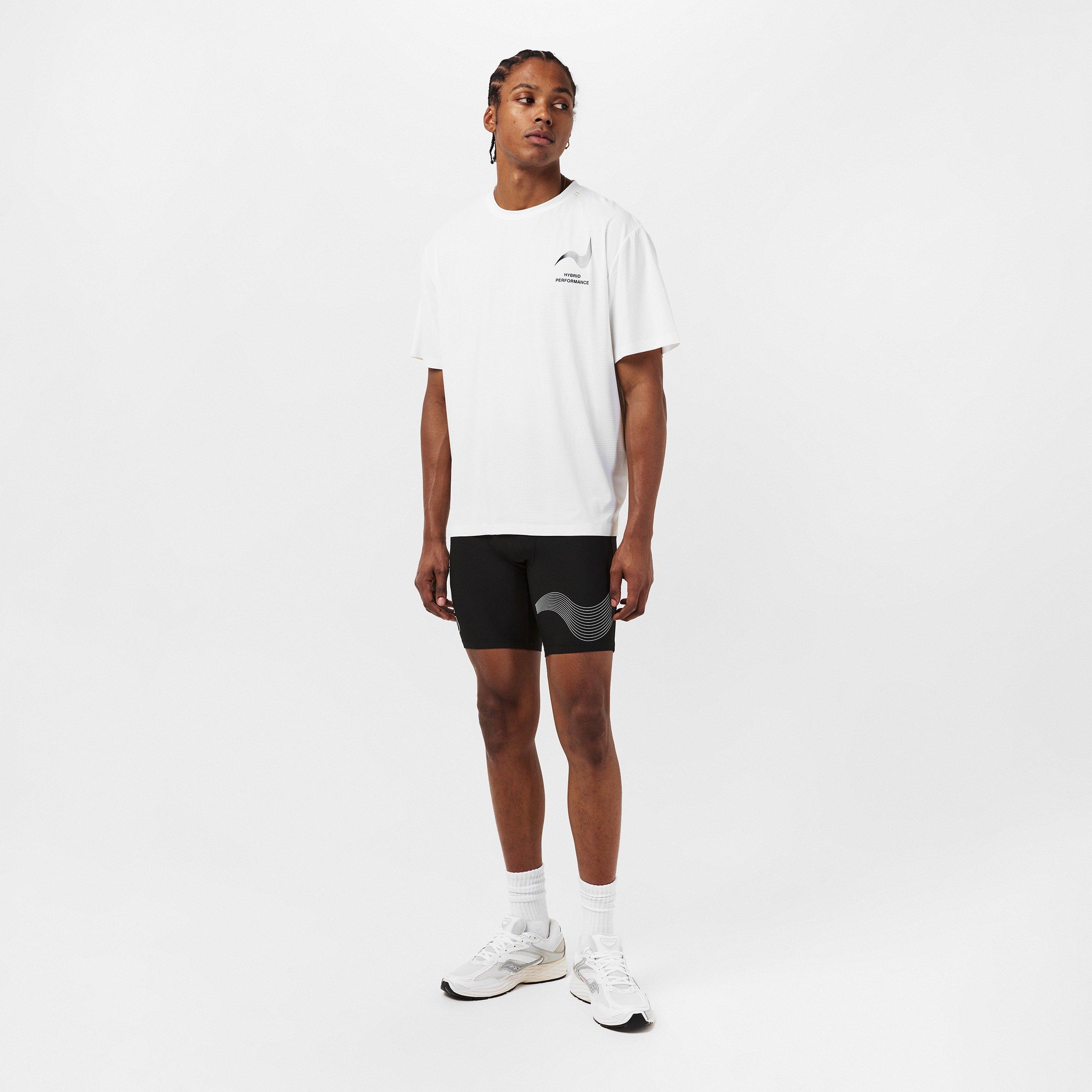 White - Hybrid Performance - Men's Short Sleeve Moisture Wicking Athletic Fit Gym Top - 6