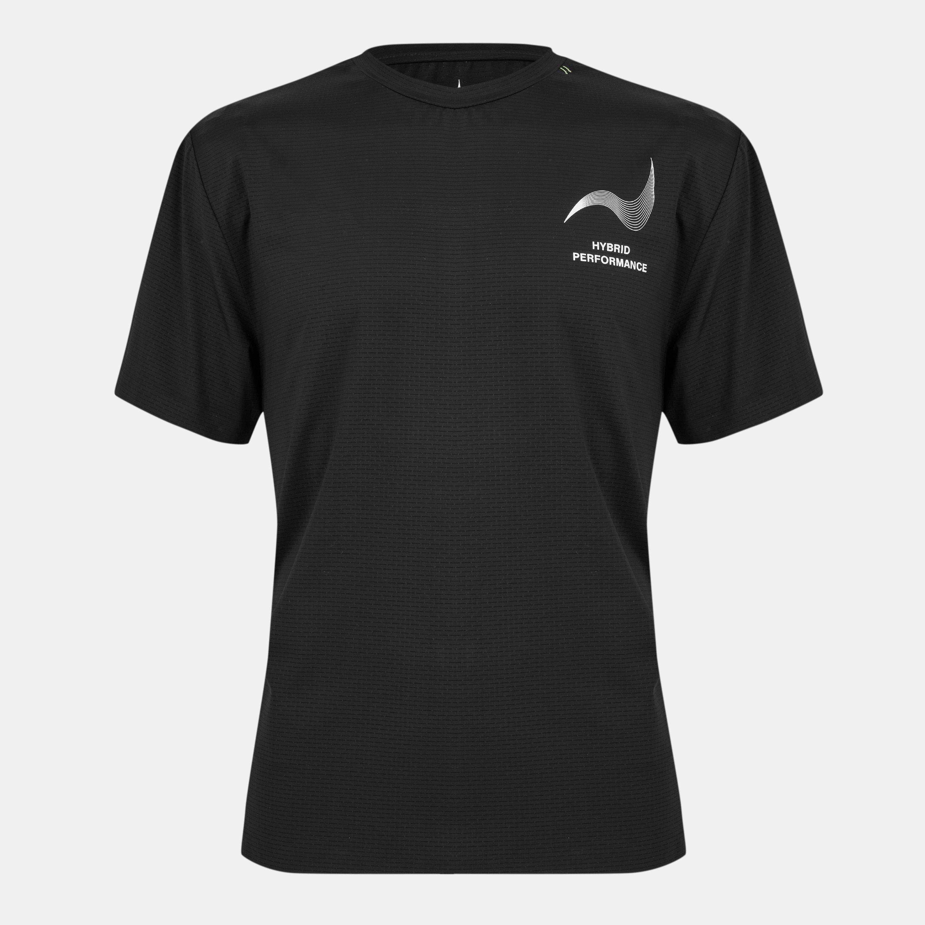 Black - Hybrid Performance - Men's Short Sleeve Moisture Wicking Athletic Fit Gym Top - 1