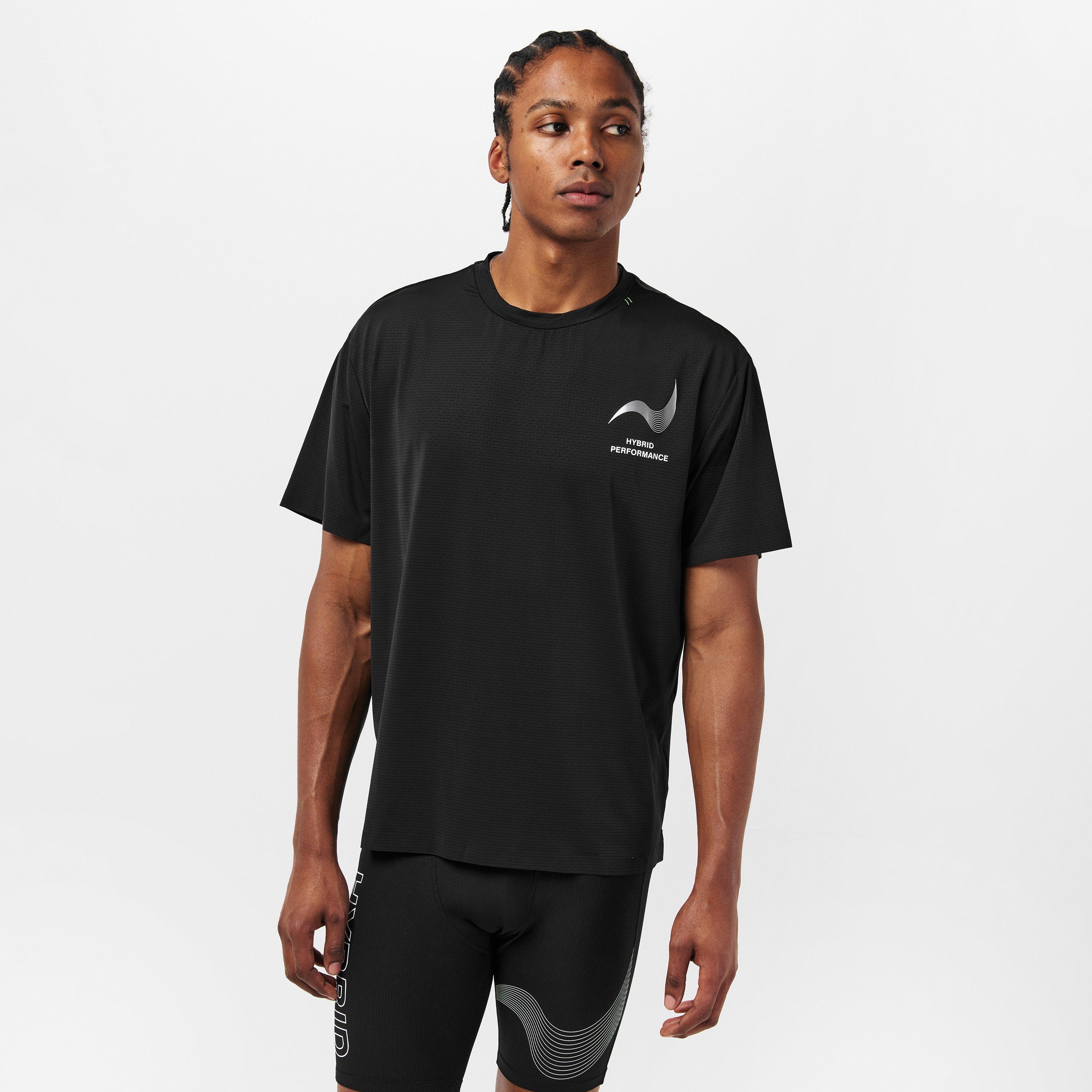 Black - Hybrid Performance - Men's Short Sleeve Moisture Wicking Athletic Fit Gym Top - 3