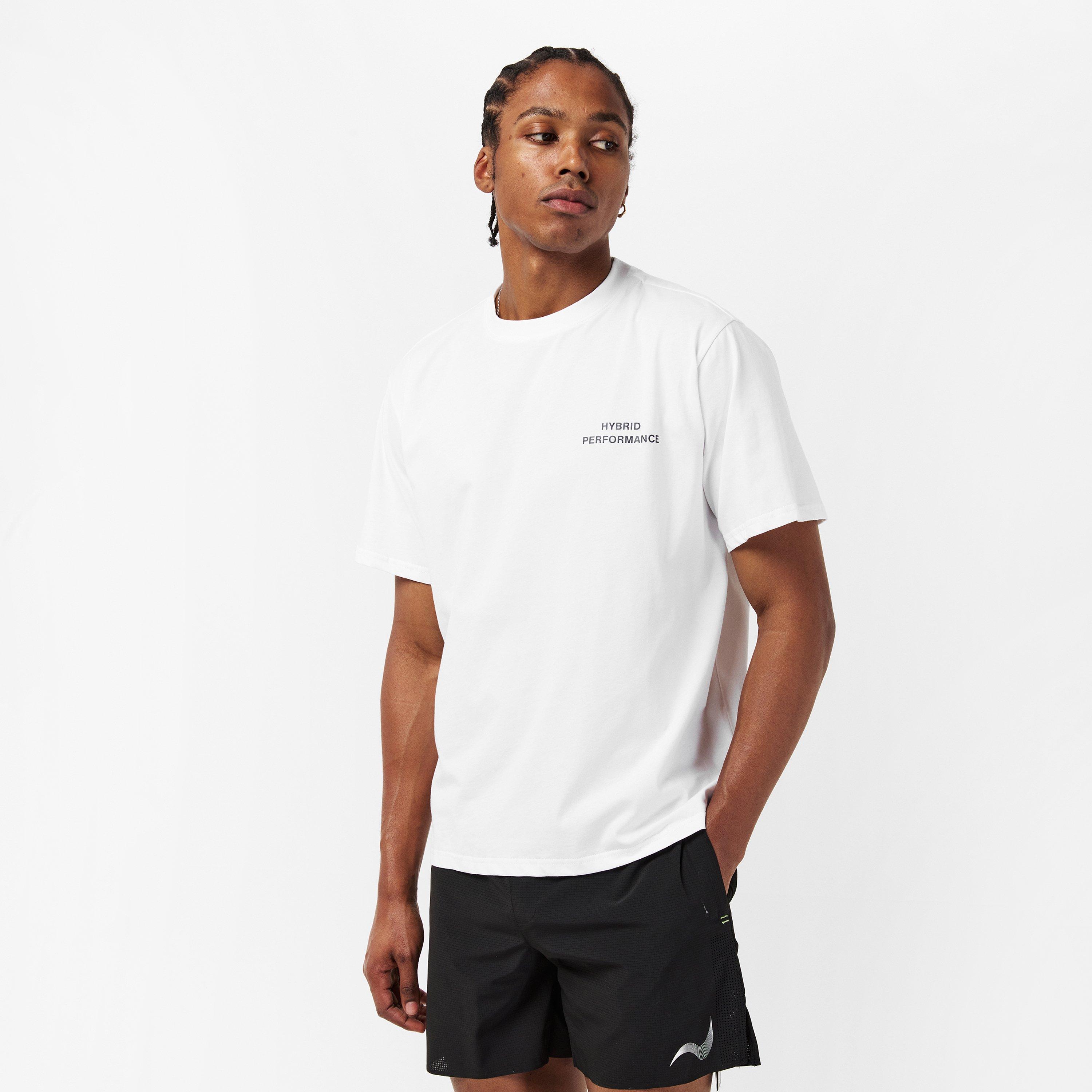 White - Hybrid Performance - Men's Short Sleeve Moisture Wicking Gym Top - 3