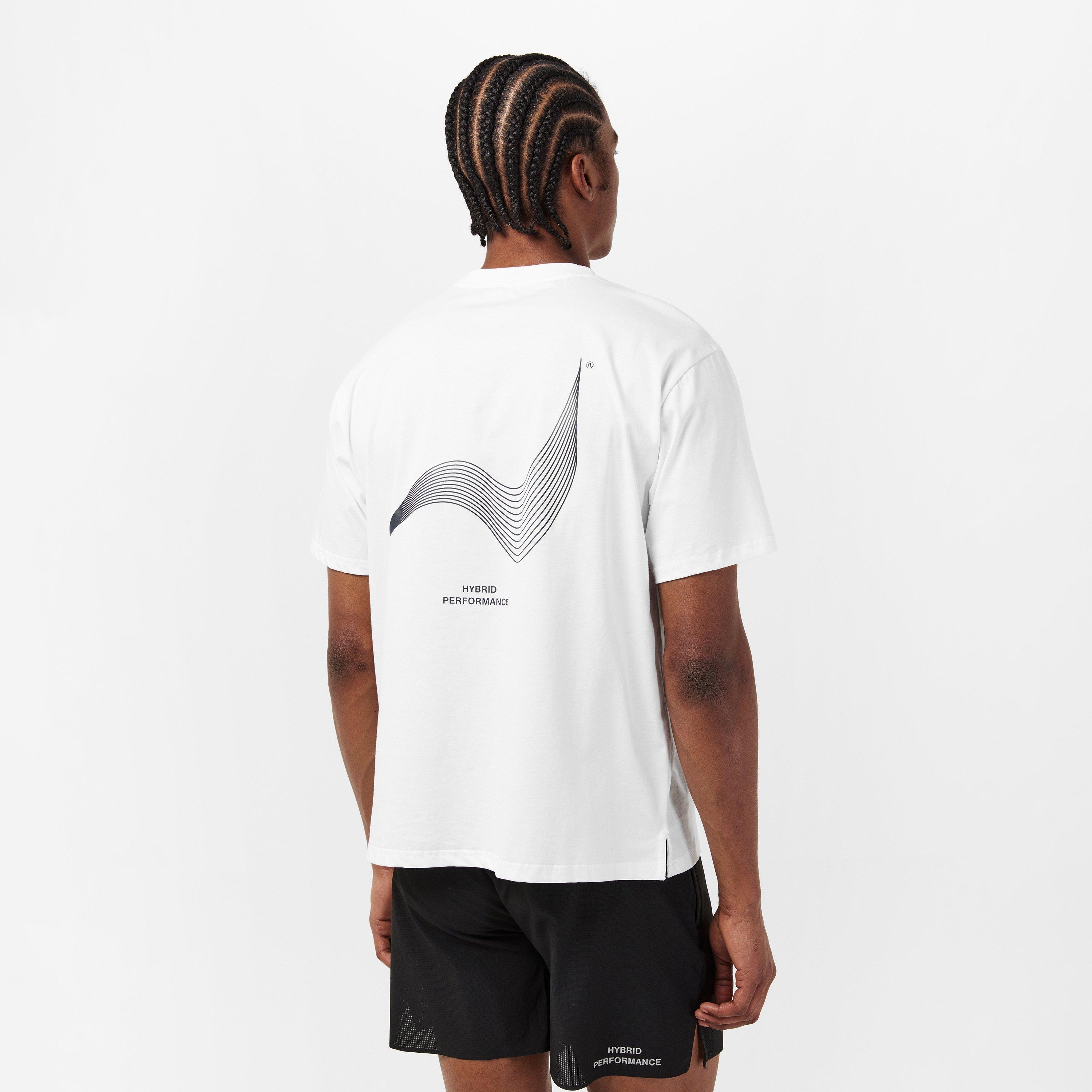 White - Hybrid Performance - Men's Short Sleeve Moisture Wicking Gym Top - 4