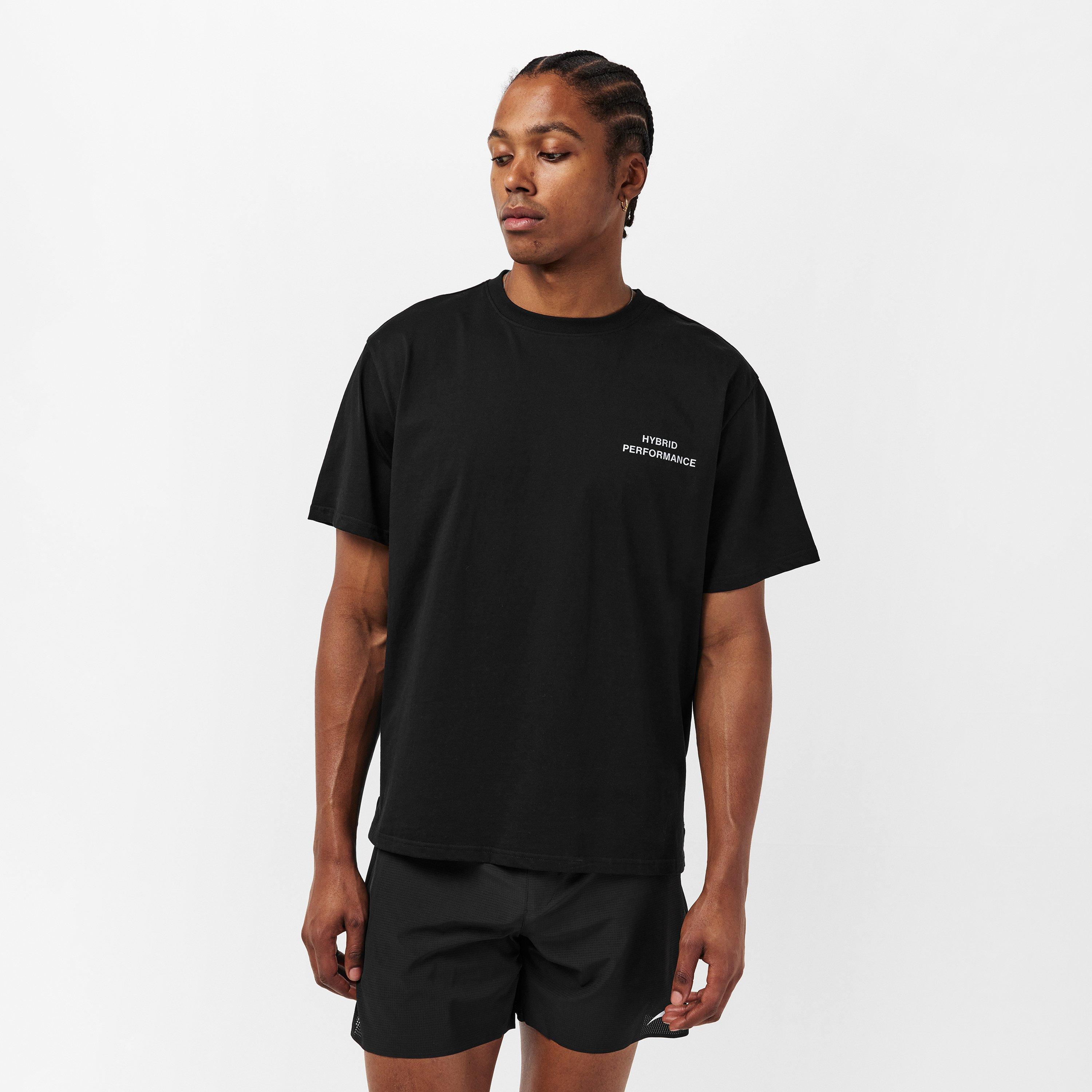 Black - Hybrid Performance - Men's Short Sleeve Moisture Wicking Gym Top - 3