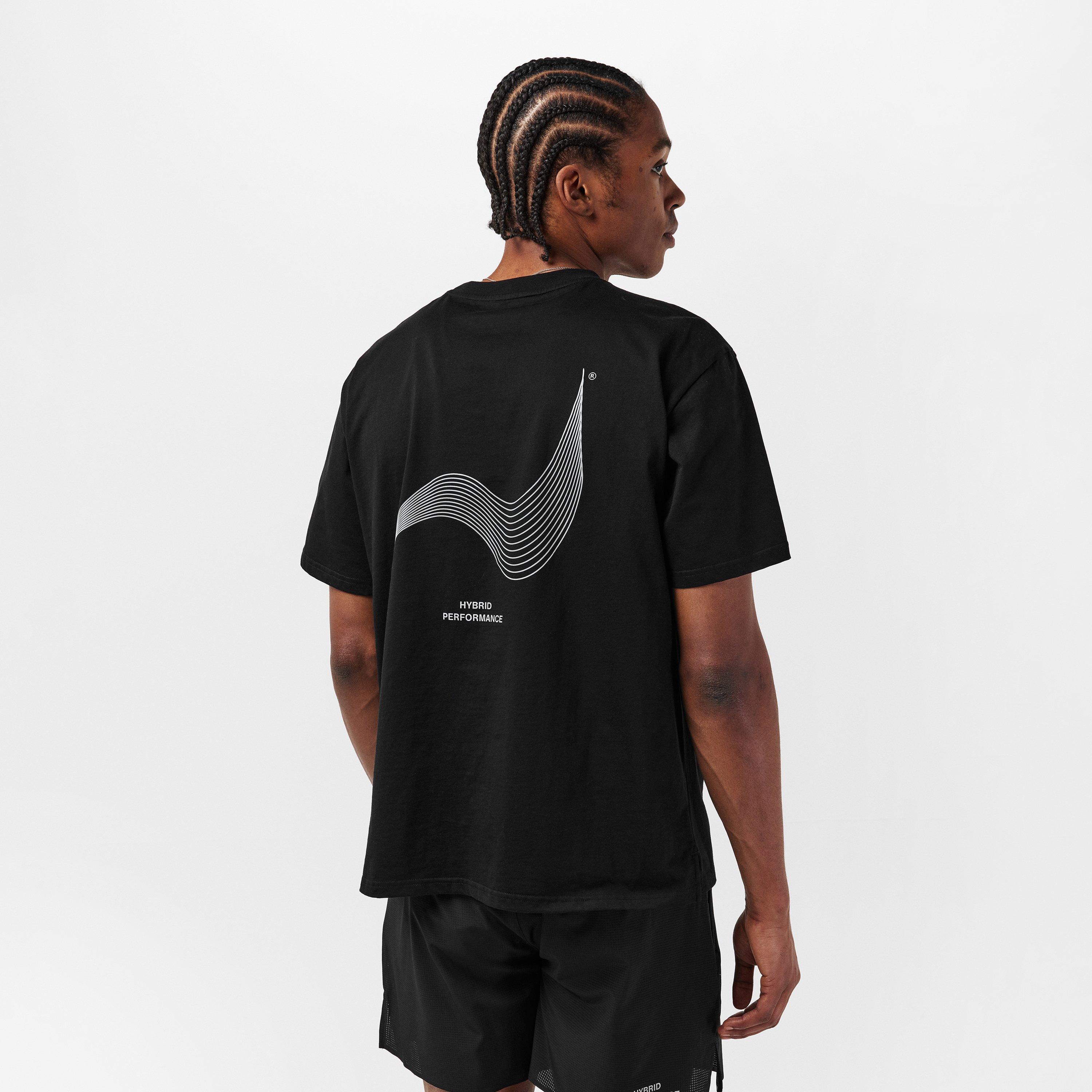 Black - Hybrid Performance - Men's Short Sleeve Moisture Wicking Gym Top - 4