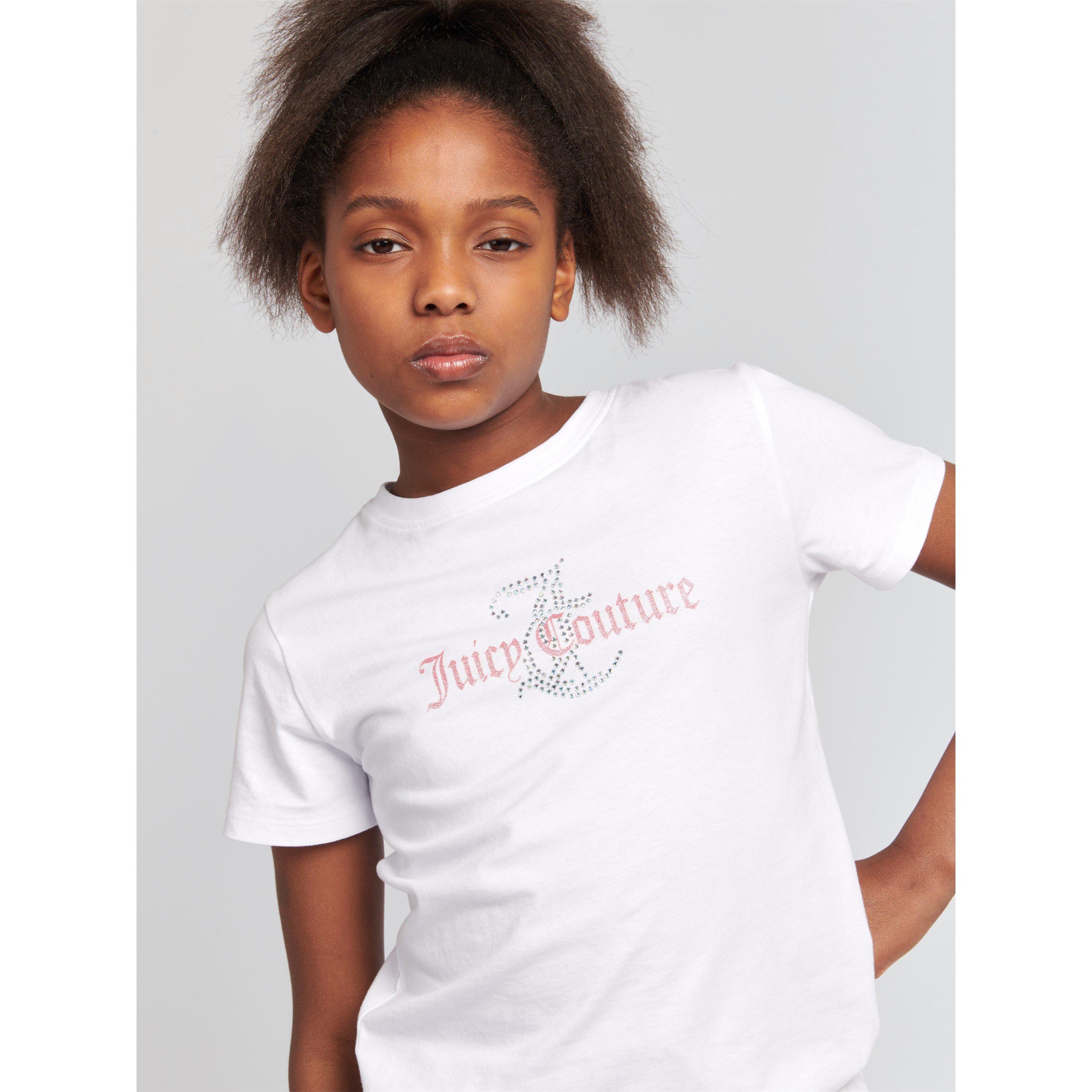 White 002 - Juicy Couture - Kids' Diamante Logo Regular Fit T-Shirt - 4