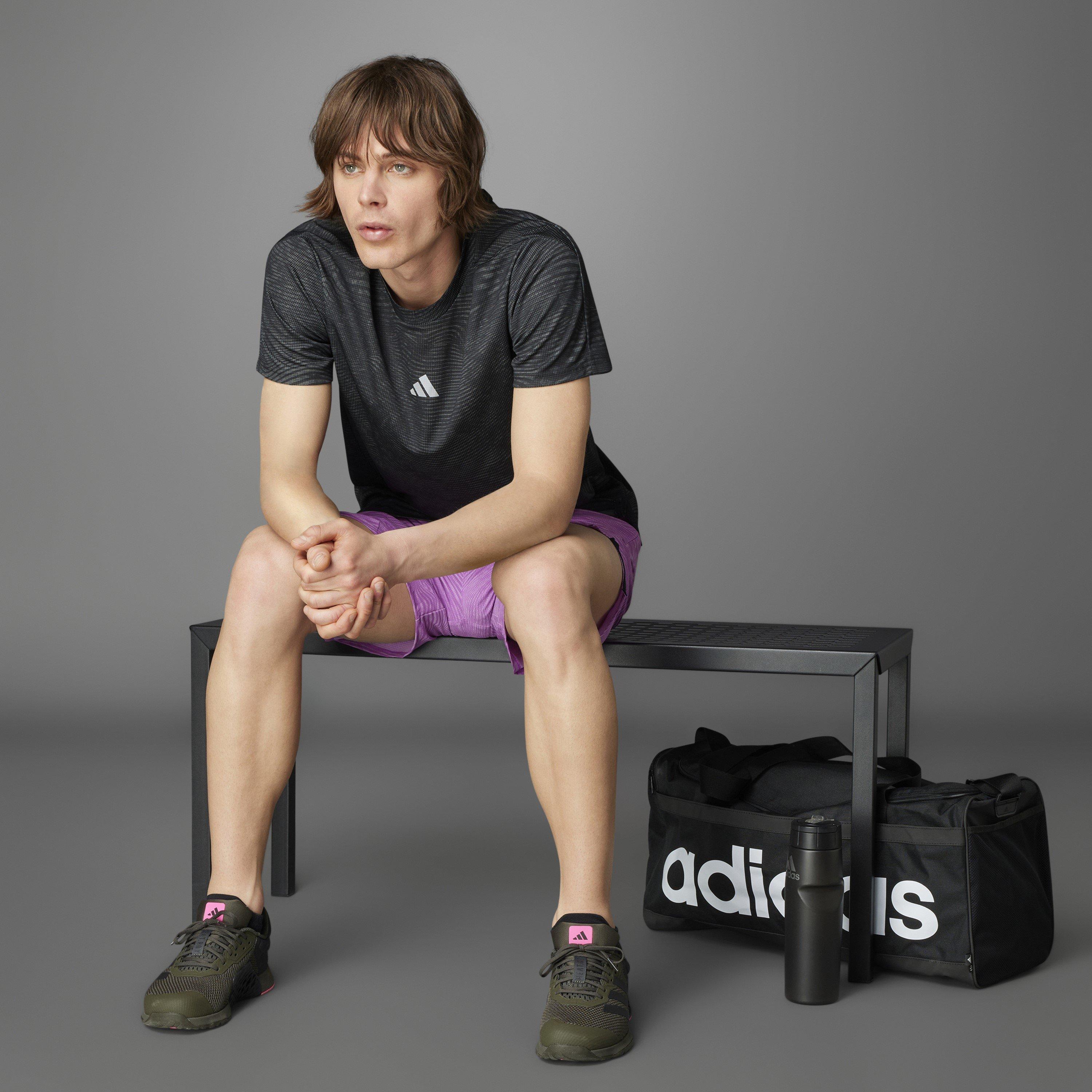 Grey - adidas - All Over Print Short Sleeve Performance Gym Top - 12