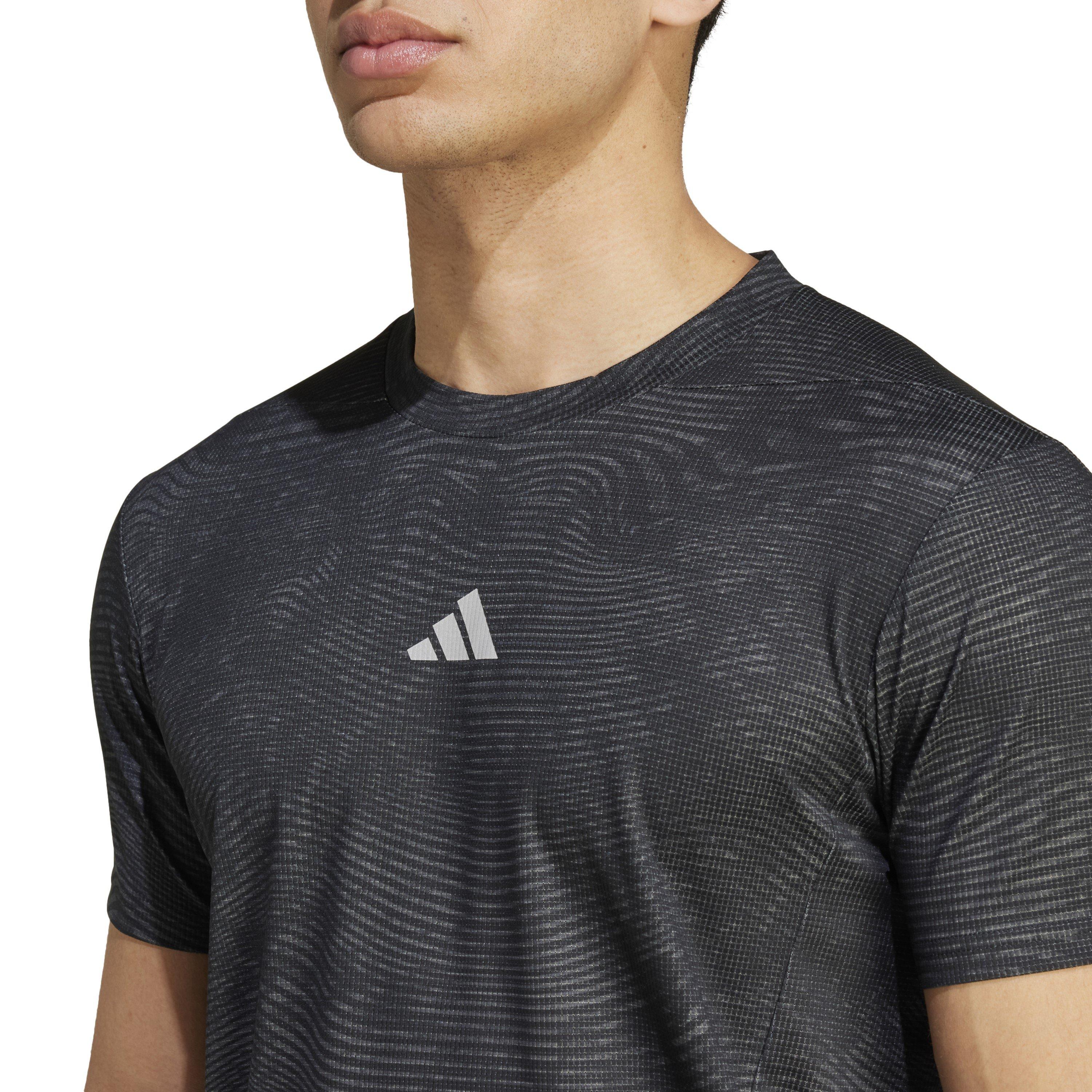 Grey - adidas - All Over Print Short Sleeve Performance Gym Top - 5